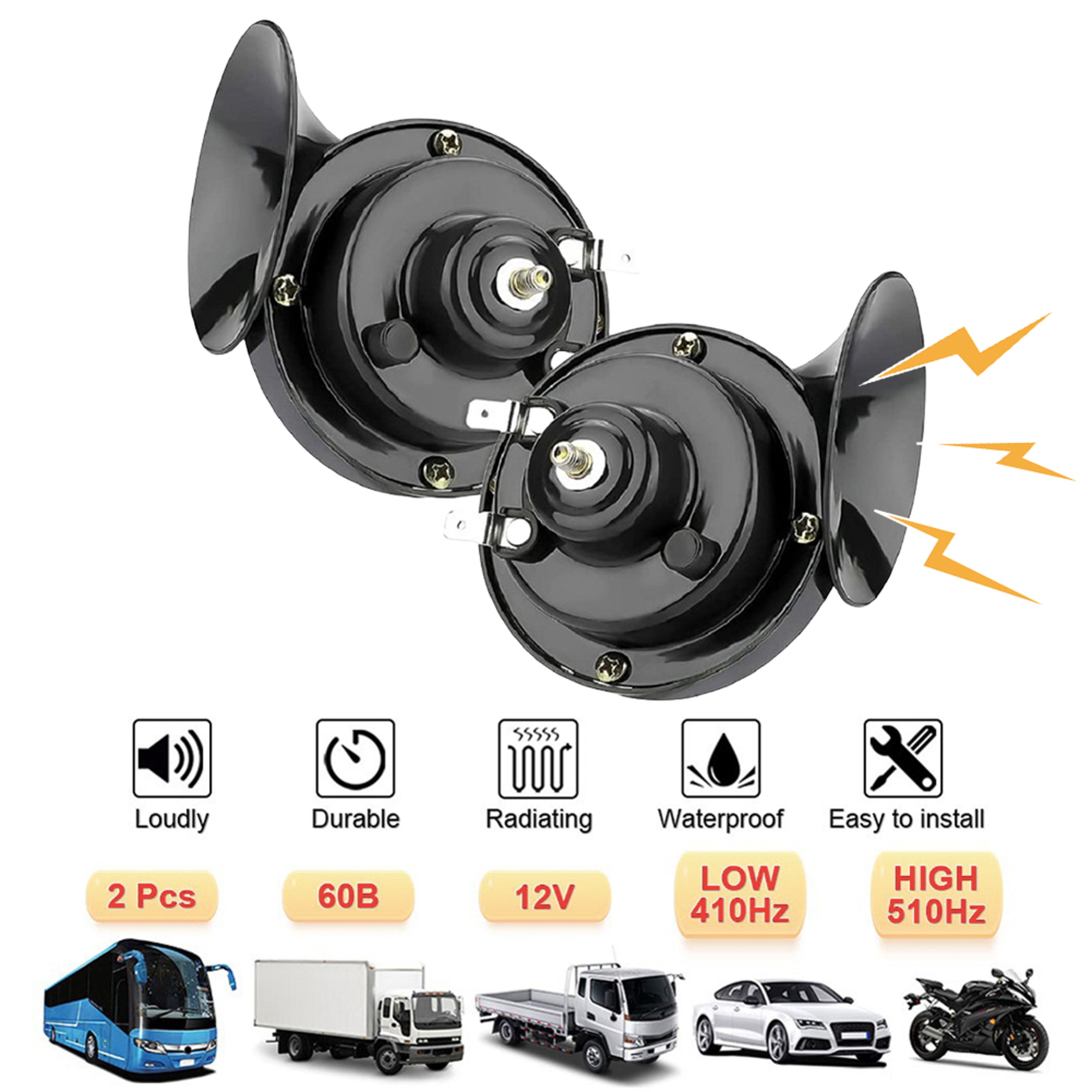 12V Snail Air Horn 48W Waterproof Loud Vehicle Horn For Cars Trucks And Motorcycles 1
