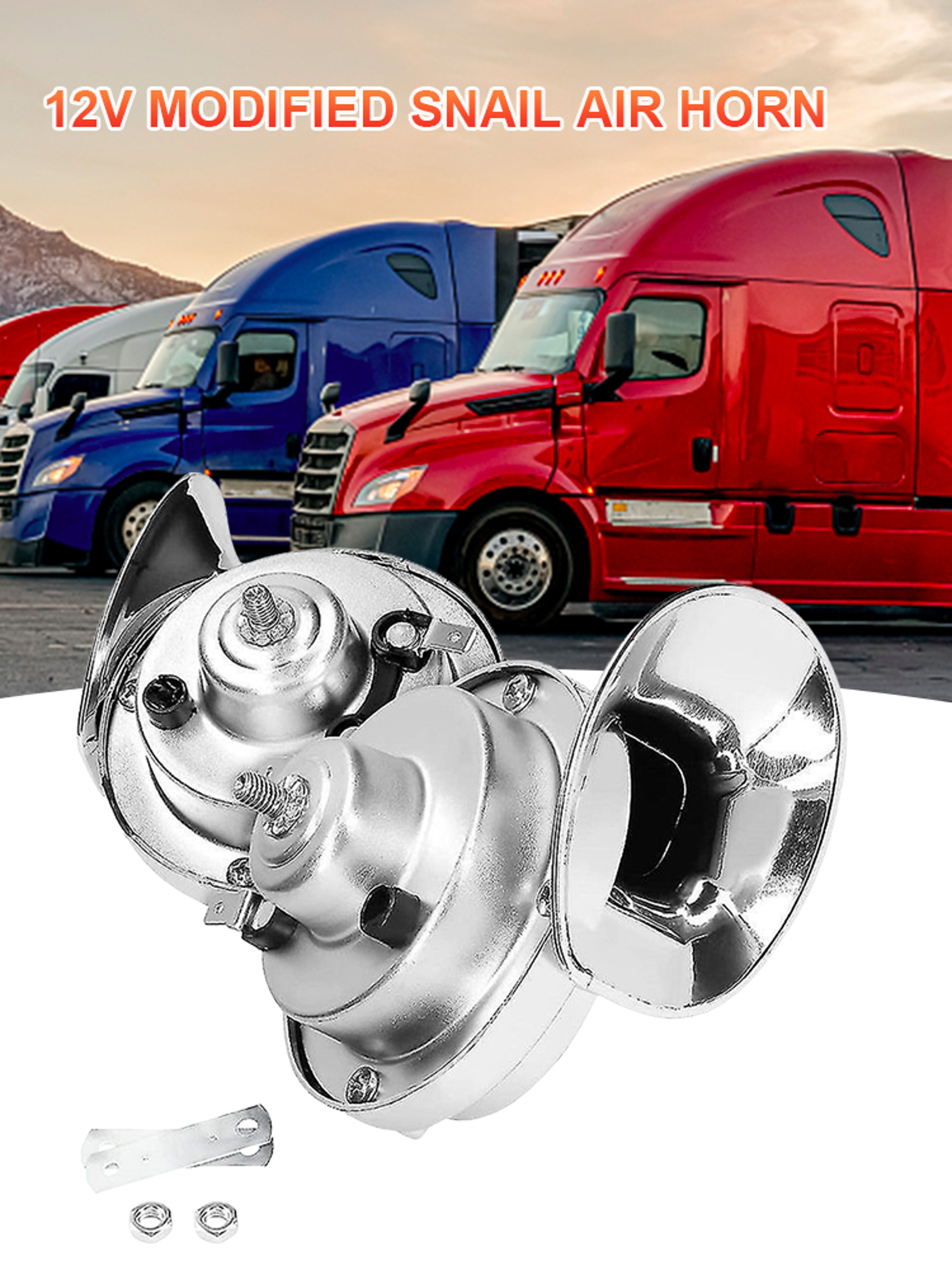 12V Snail Air Horn 48W Waterproof Loud Vehicle Horn For Cars Trucks And Motorcycles 3