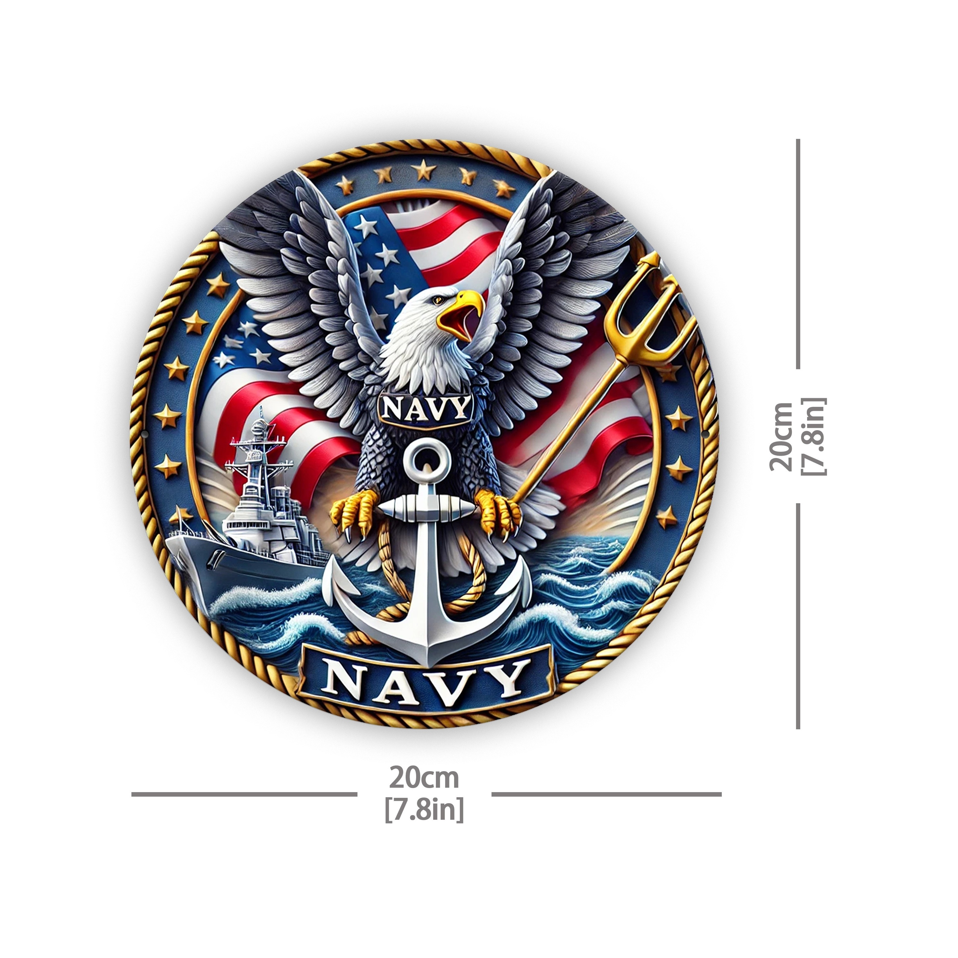 Retro Eagle Naval Emblem Wooden Patriotic Decoration – view 5