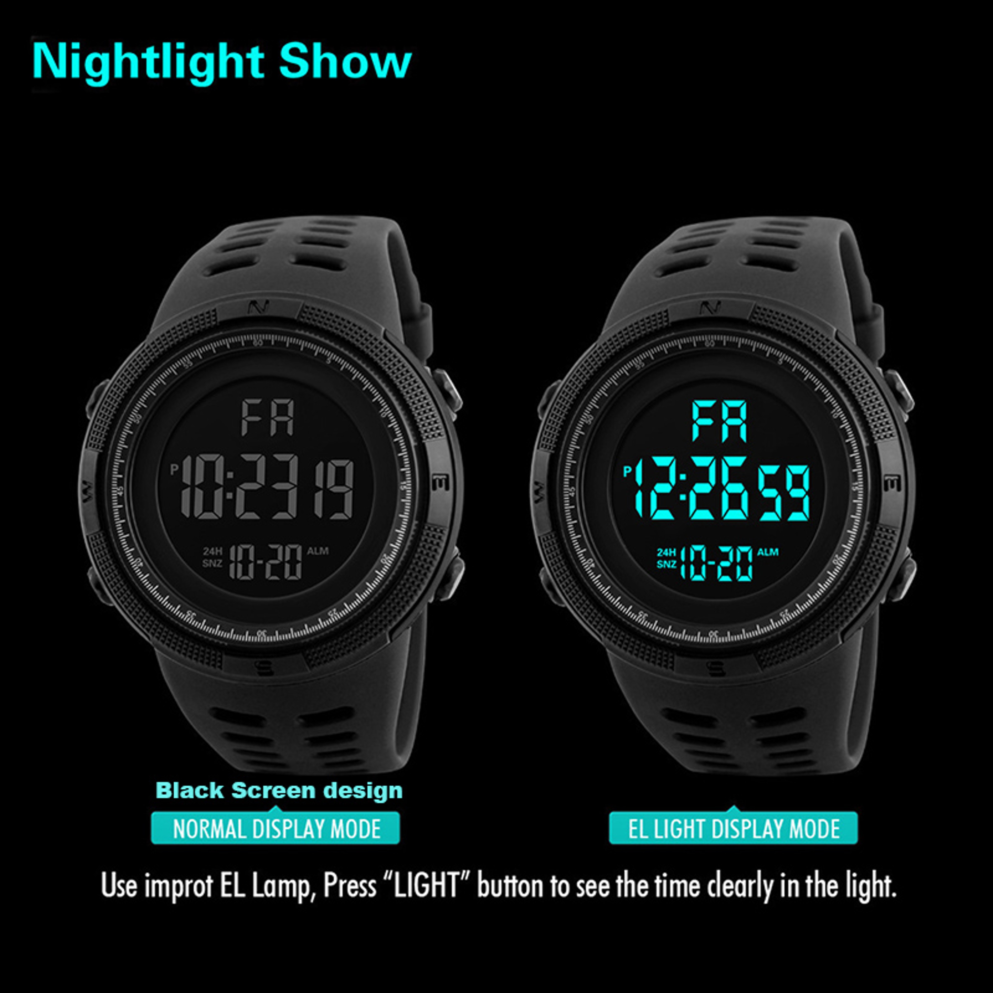 Men's Military Digital Sports Watch with LED Backlight and Alarm – view 6