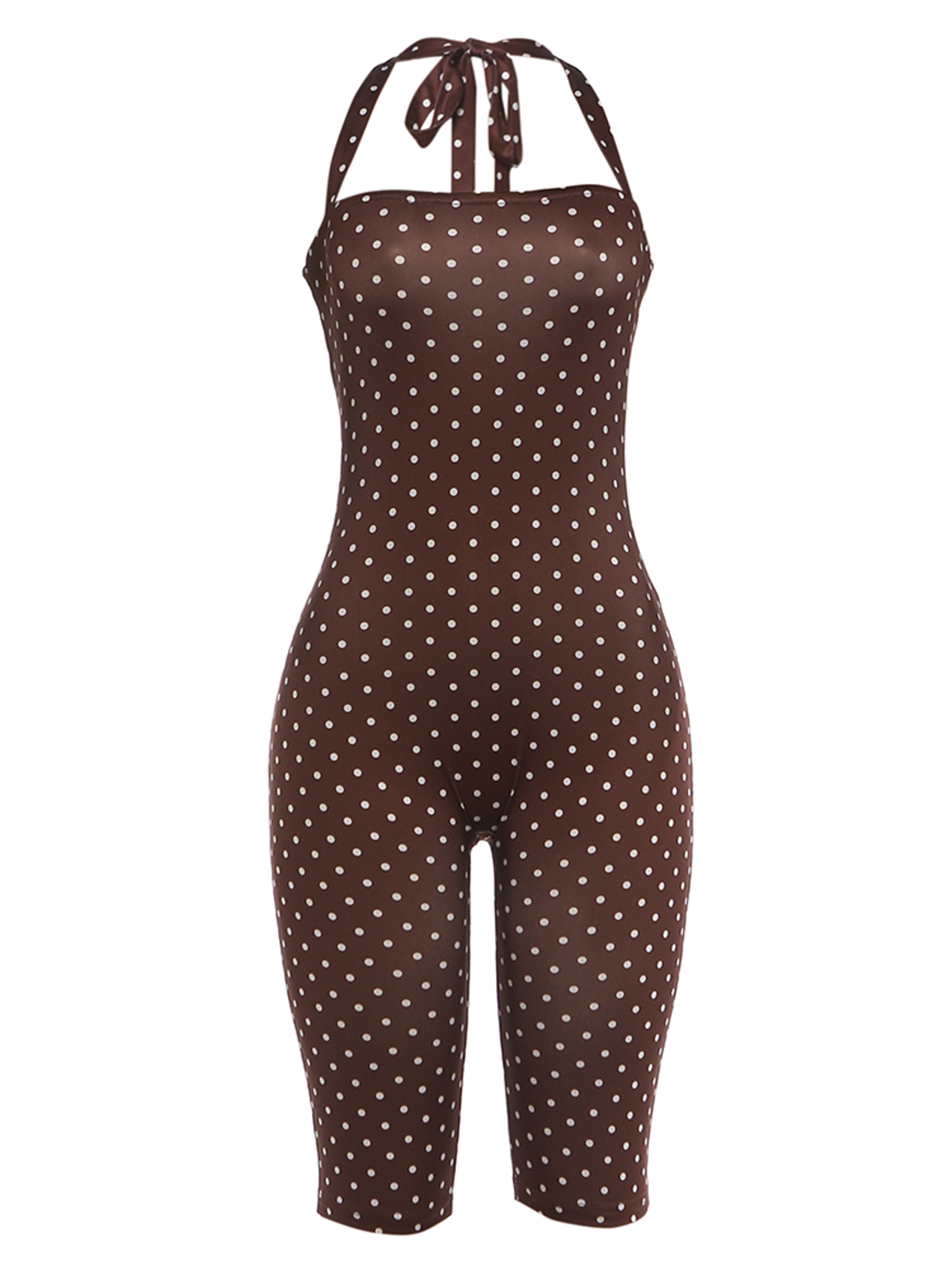 Women's Polka Dot Halter Romper with Backless Design and High Waist – view 9