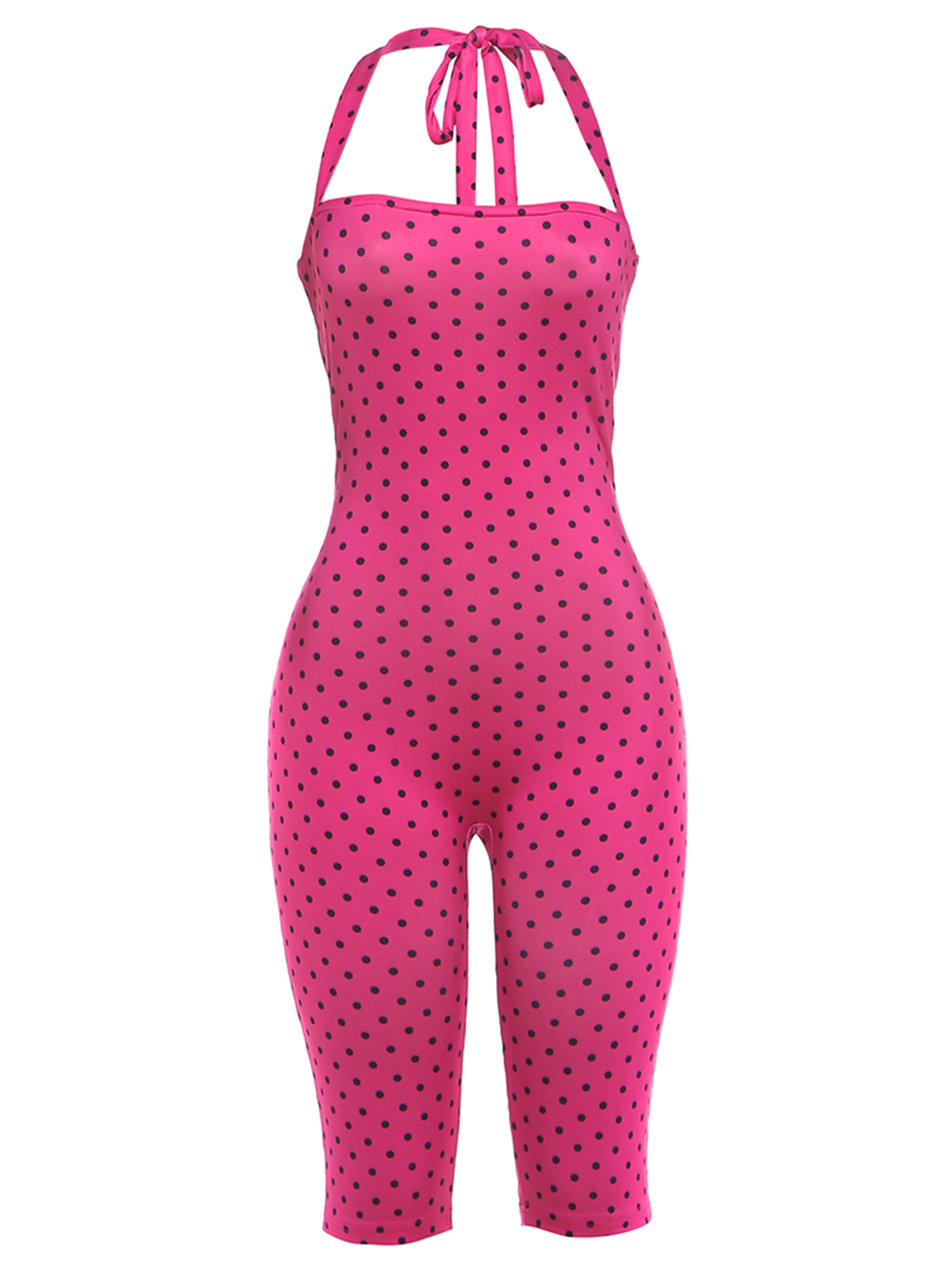 Women's Polka Dot Halter Romper with Backless Design and High Waist – view 12