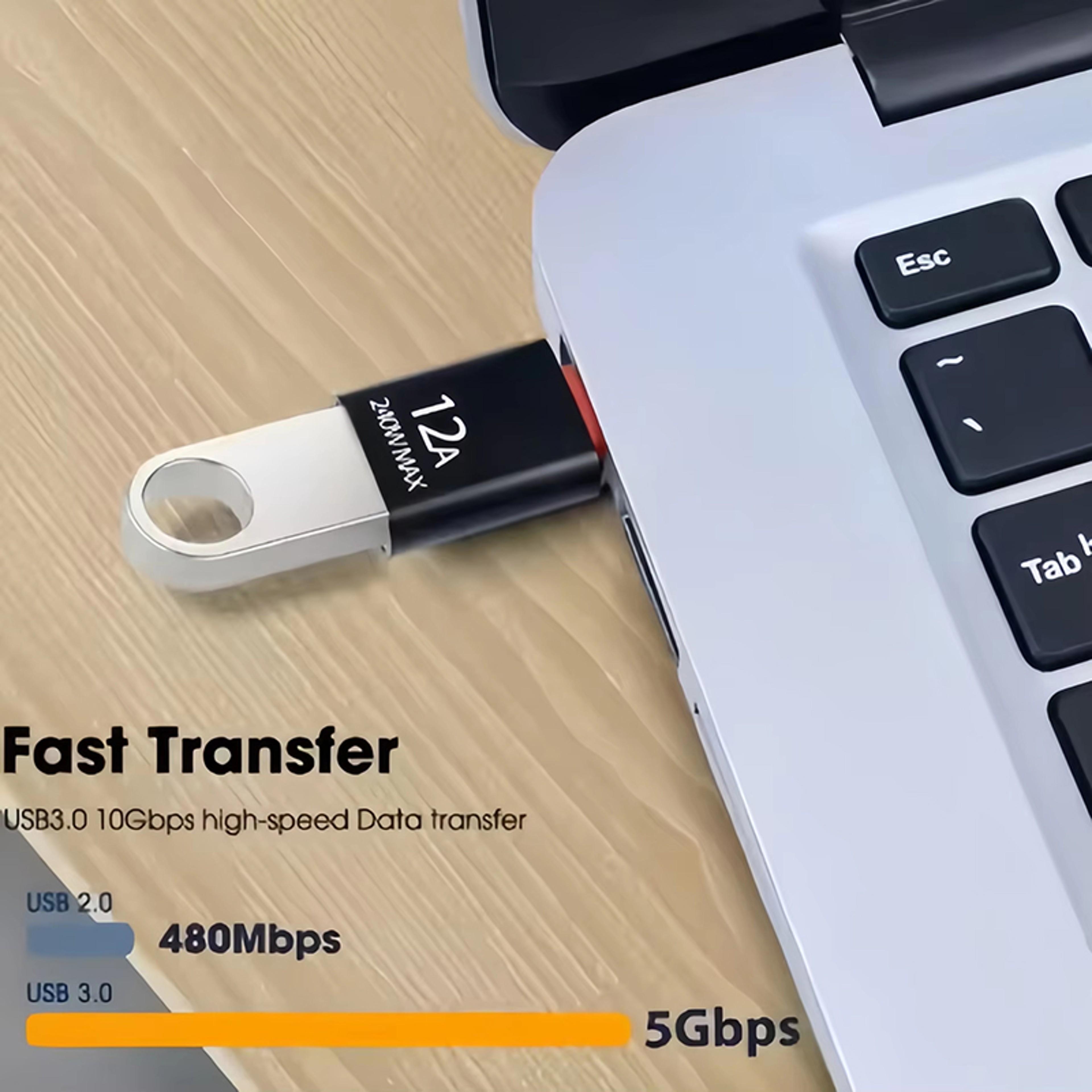 USB-C to USB-A 3.0 OTG Adapter with LED Indicator for Phones and Tablets – view 3
