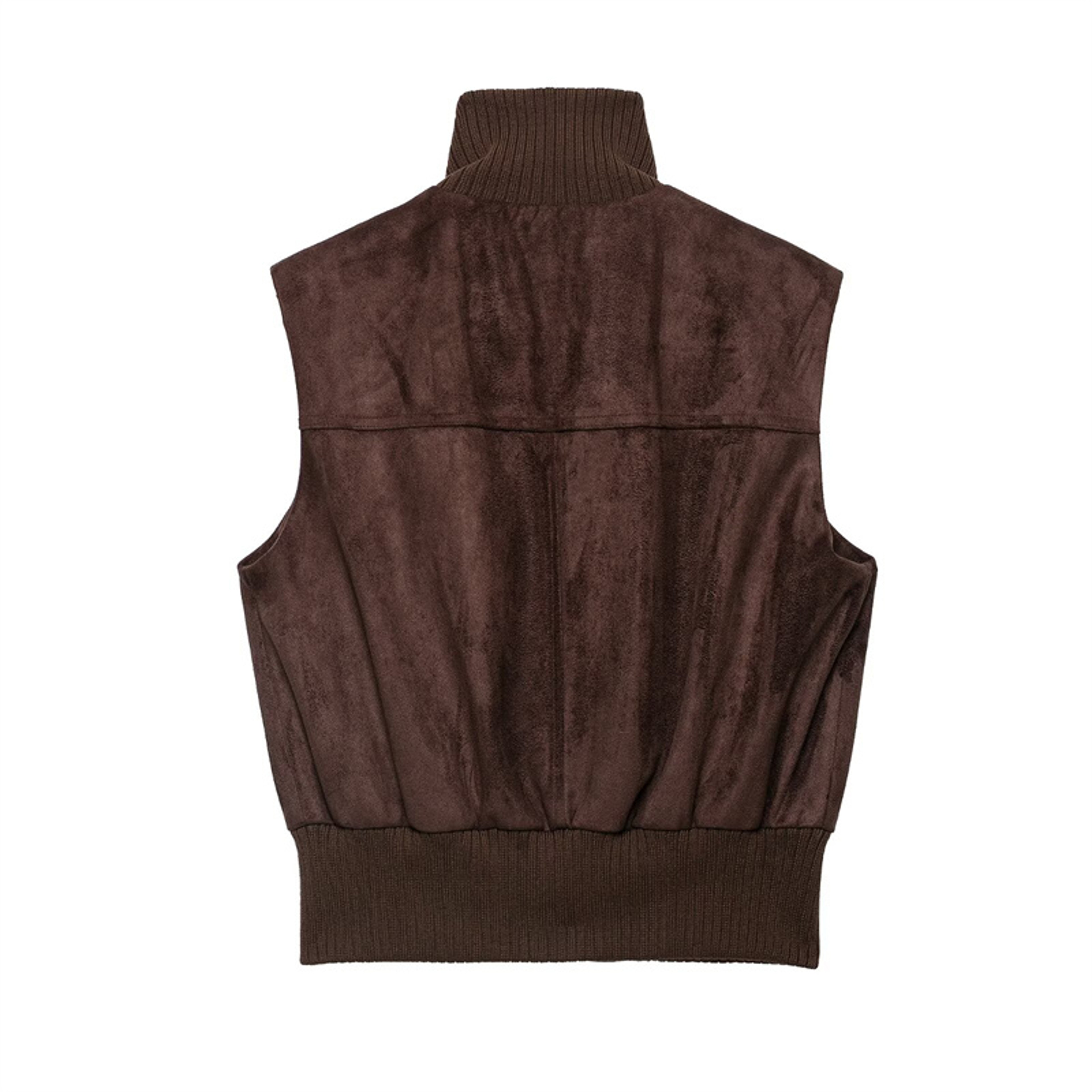Women's Suede-Texture Zip-Up Vest with Stand Collar and Pockets – view 6