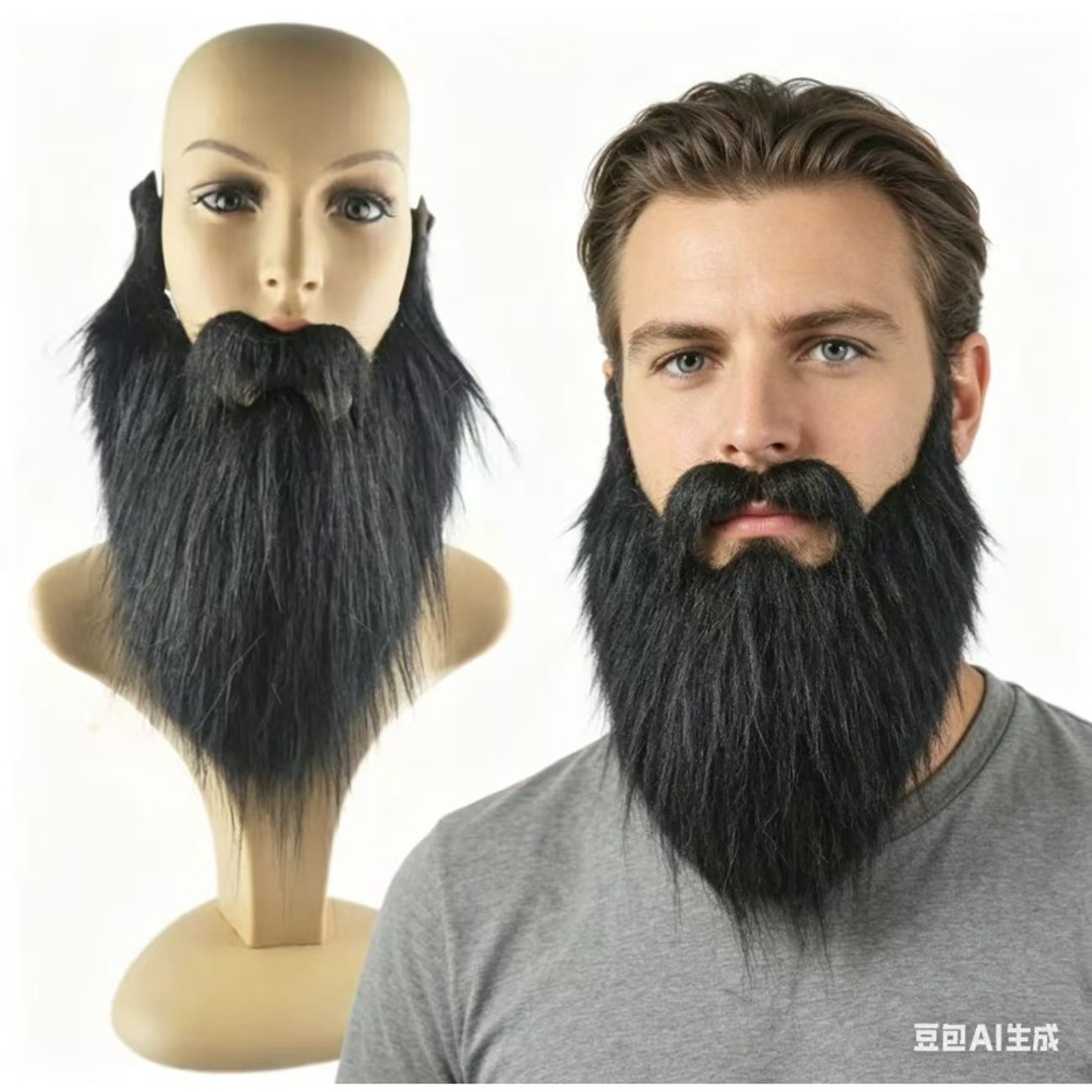 Long Fluffy Fake Beard for Cosplay Halloween Costumes and Stage Performances – view 1