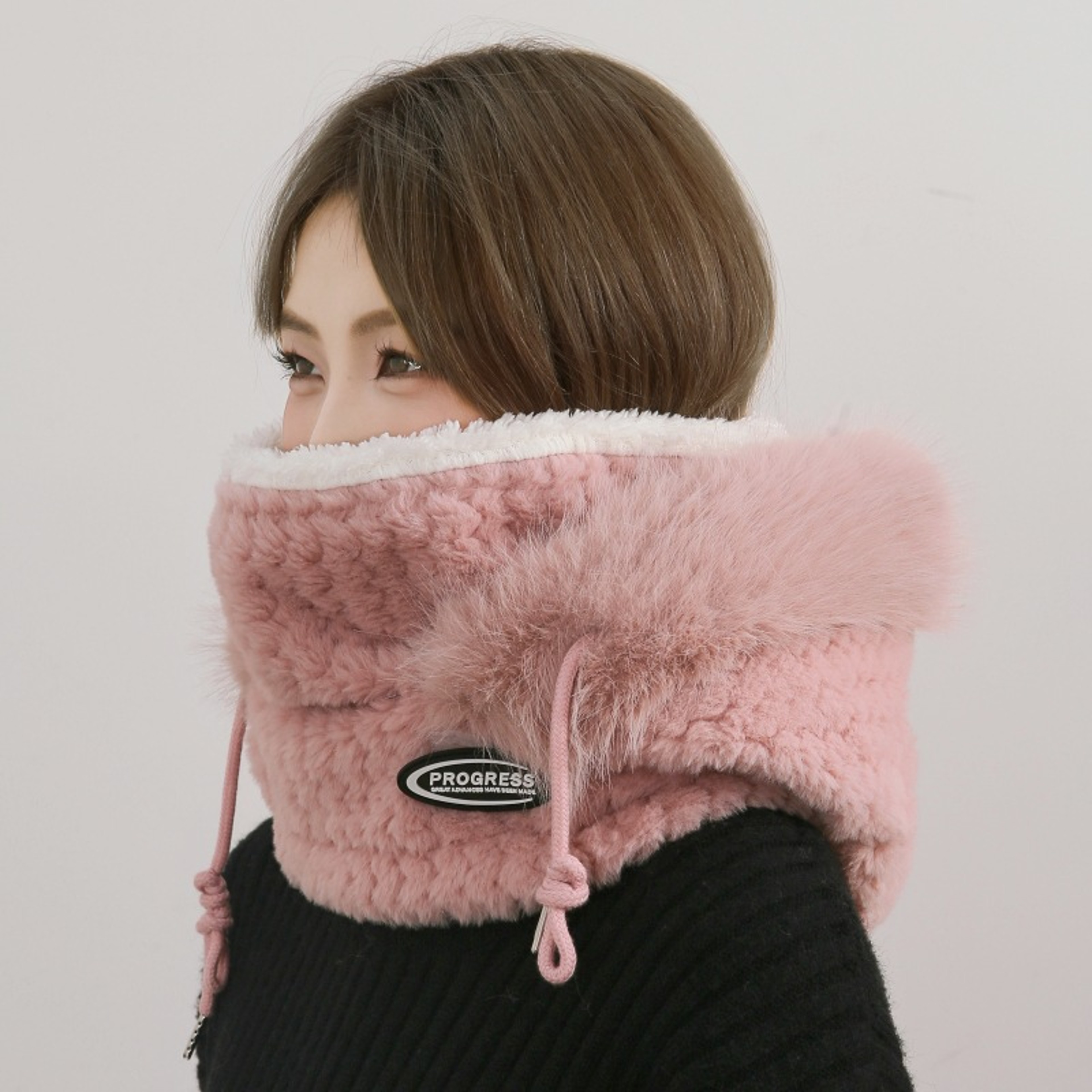 Womens Thermal Plush Hood Hat Scarf And Face Mask For Winter Outdoor Wear 2