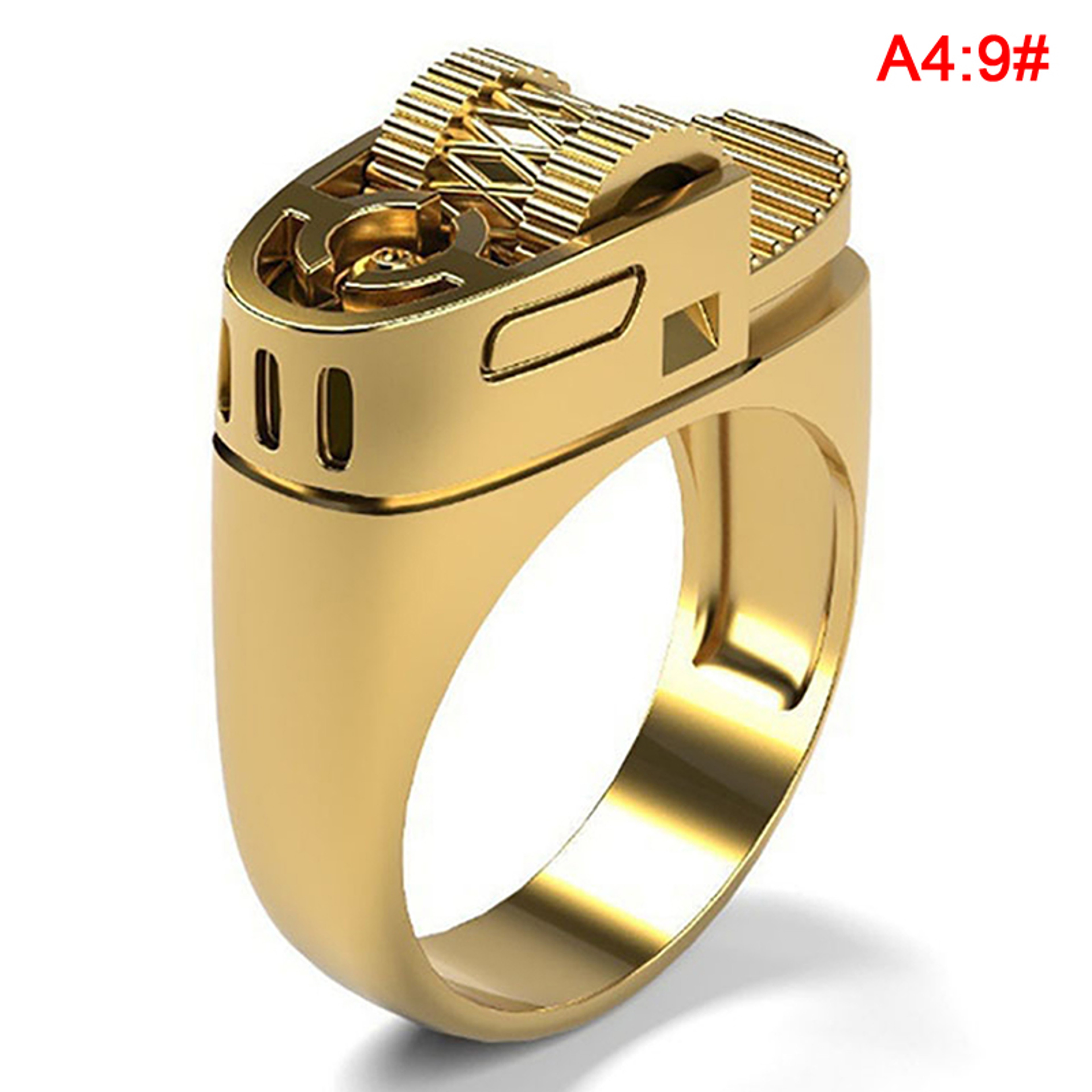 Vintage Lighter Ring Unisex Punk Hip Hop Jewelry In Gold Or Silver Color 6
