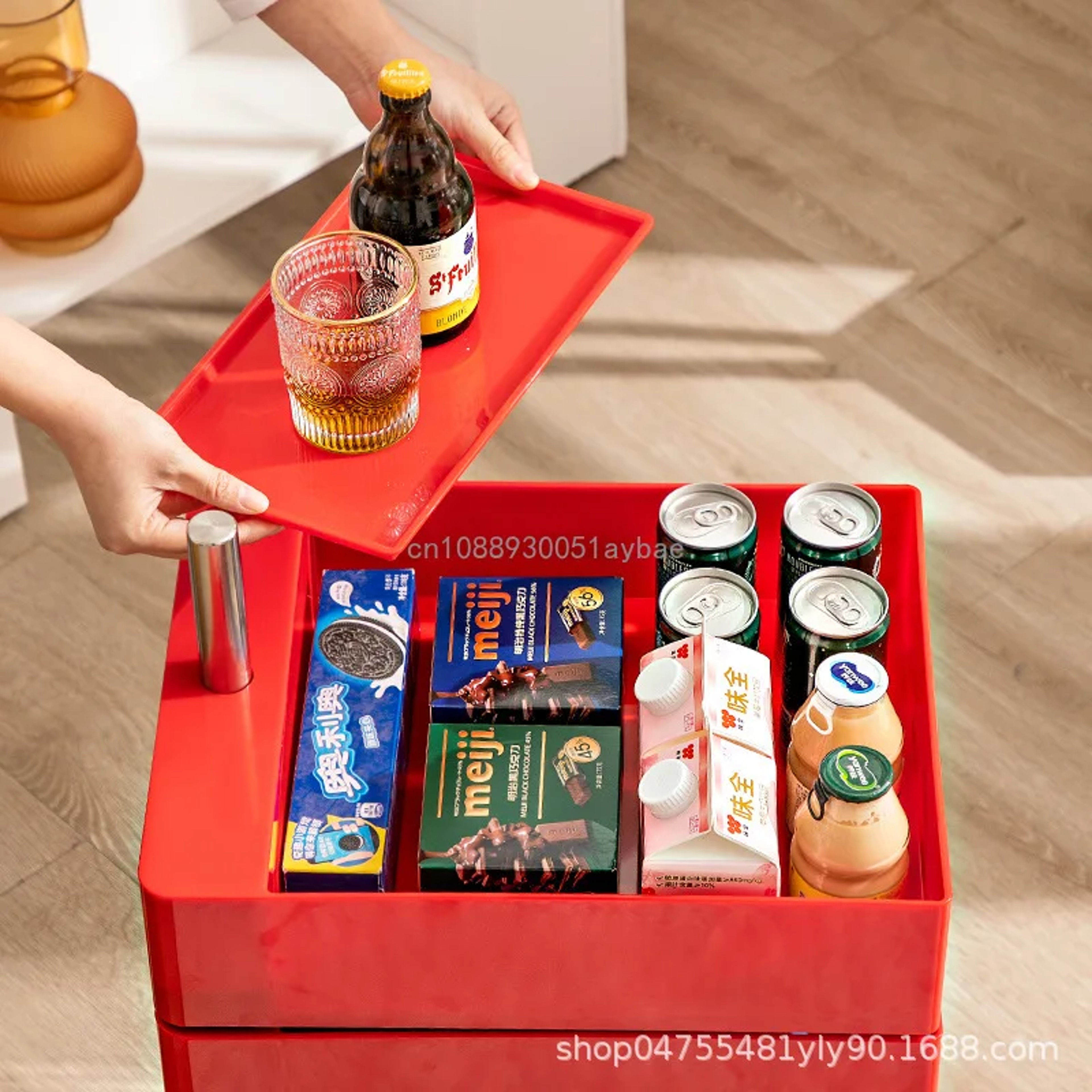 Rotating Bedside Nightstand with Drawers and Rolling Base – view 3