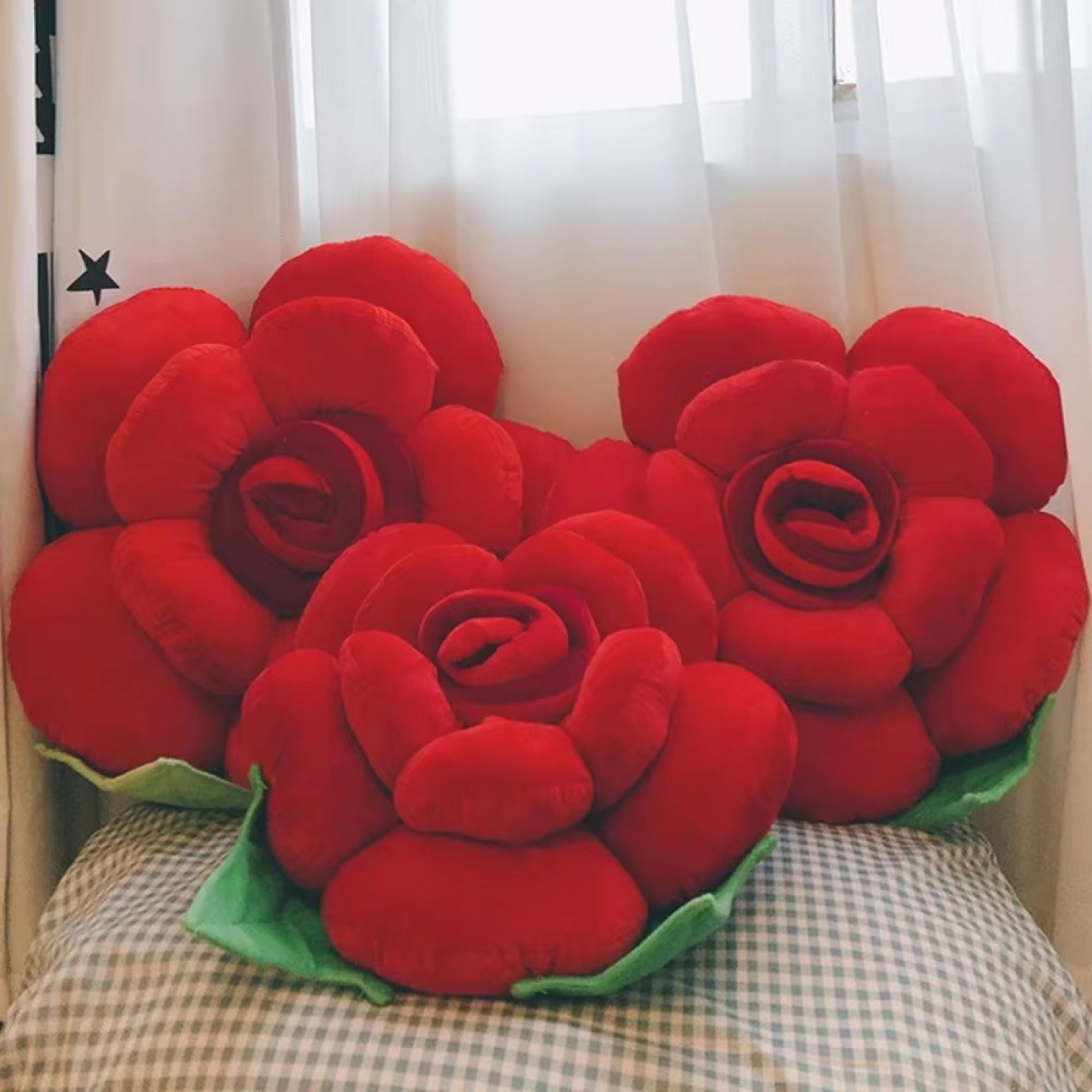 Plush Rose Shaped Pillow Colorful Flower Cushion For Sofa And Car Decor 0