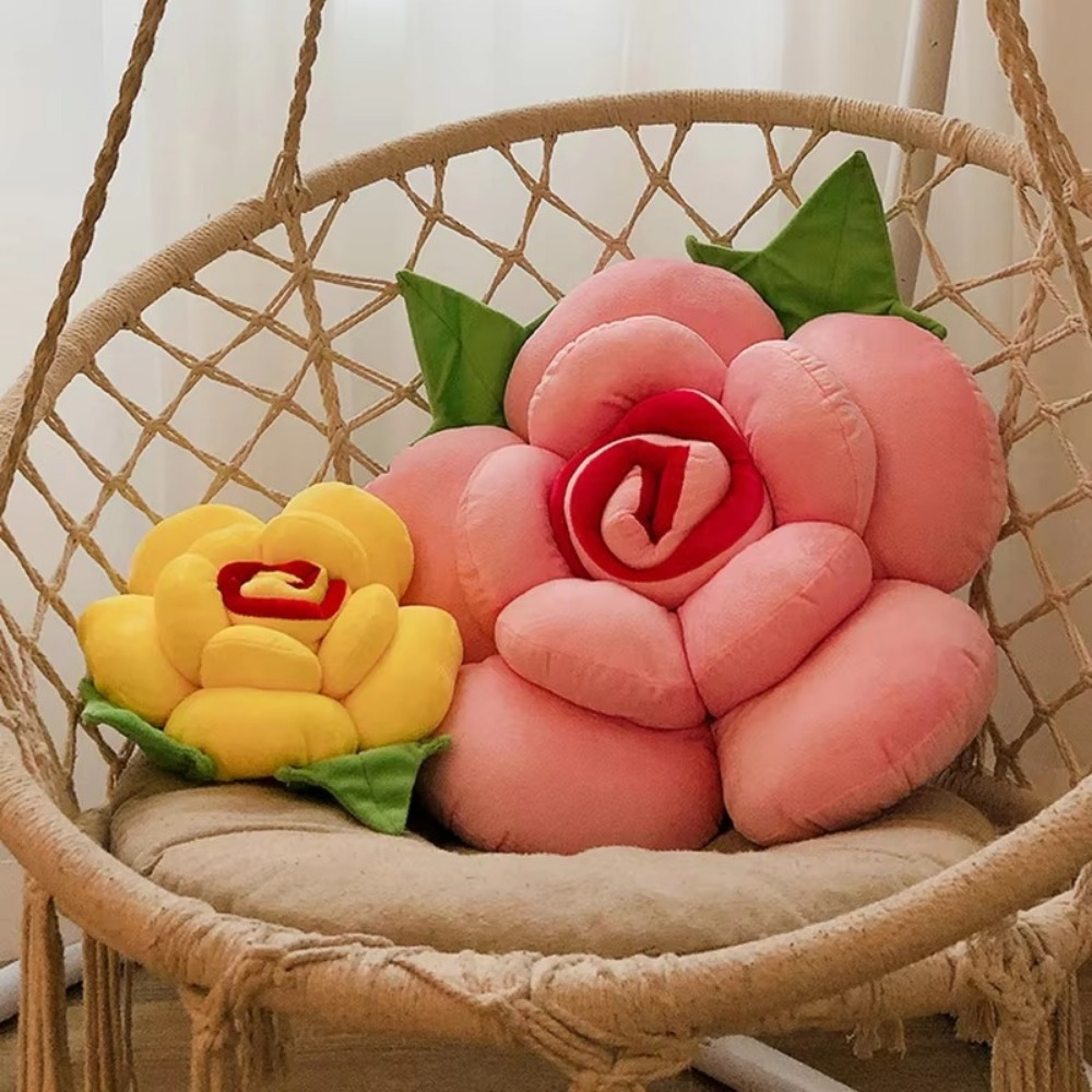 Plush Rose Shaped Pillow Colorful Flower Cushion For Sofa And Car Decor 1