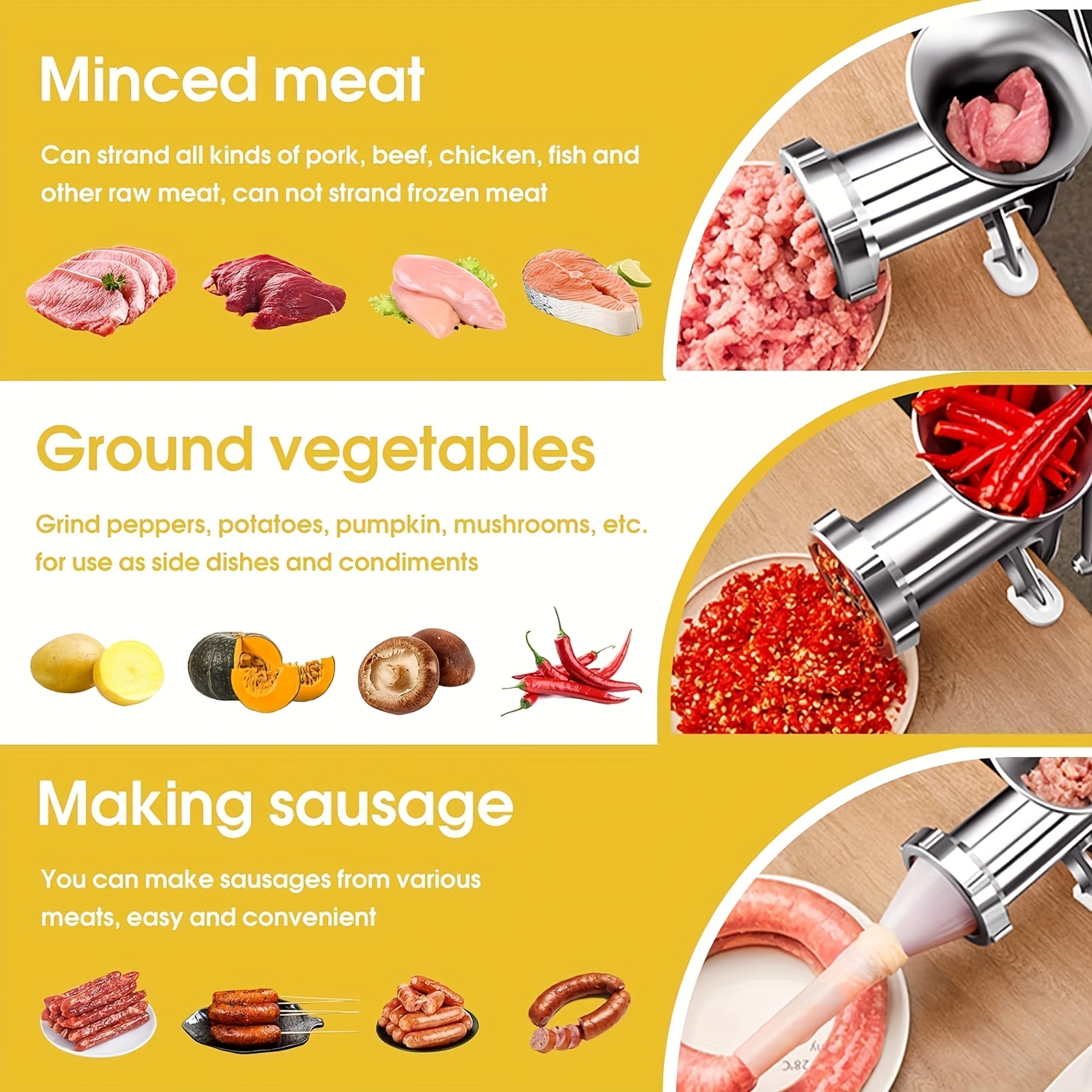 Manual Meat Grinder with Stainless Steel Finish and Hand Crank – view 6