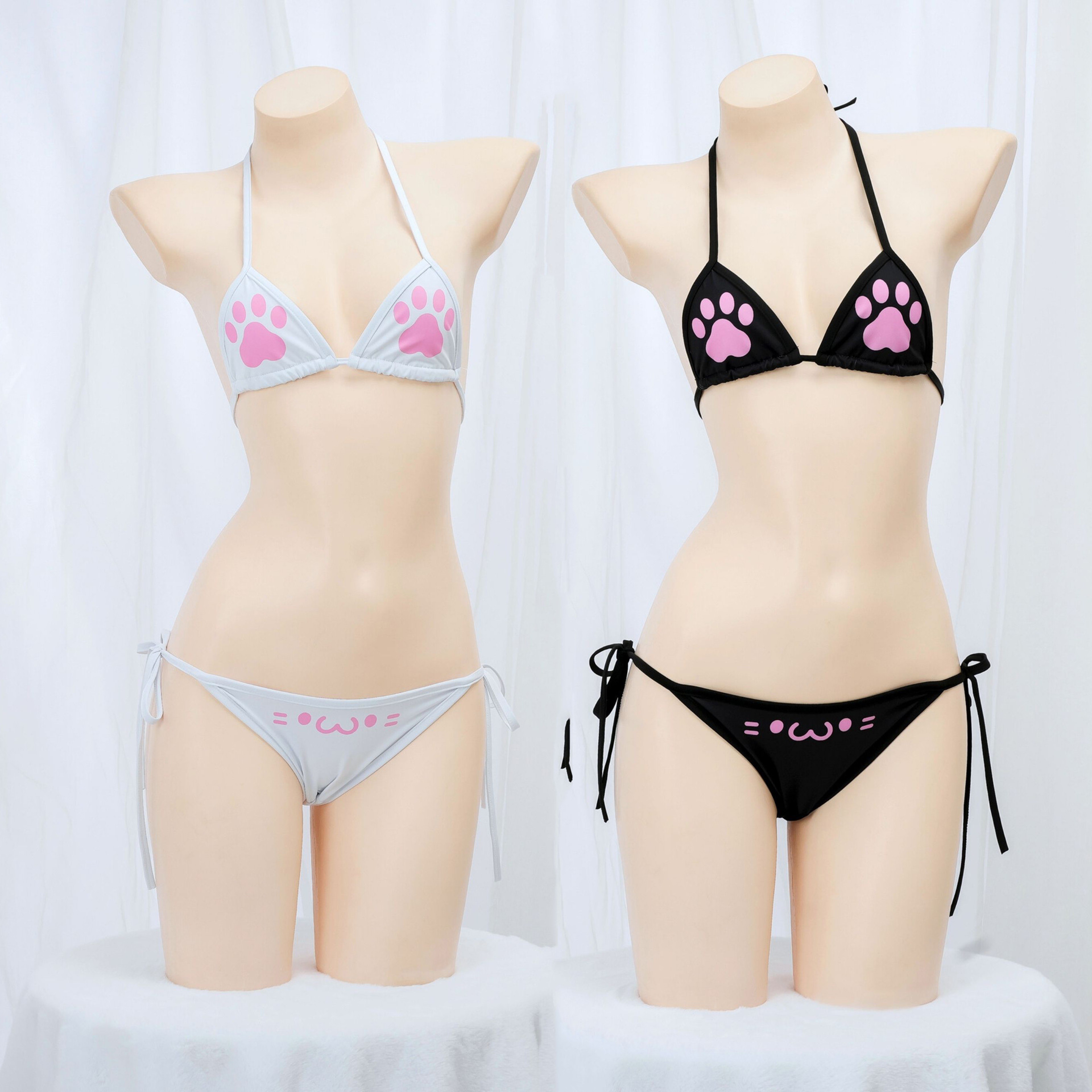 Kawaii Cat Paw Micro Bikini Set For Women AnimeInspired Backless Costume 1
