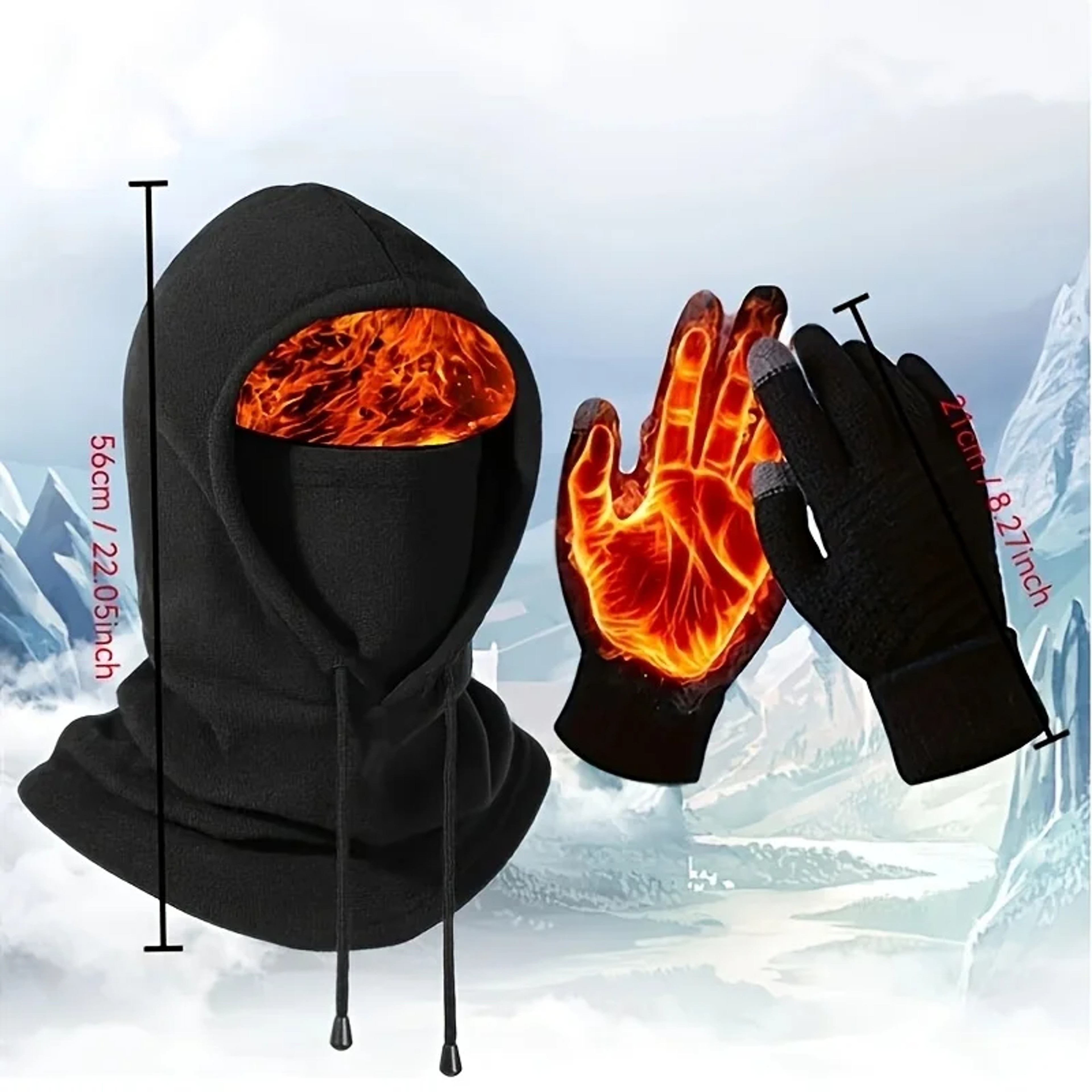 Winter Hat and Touchscreen Gloves Set with Fleece Balaclava for Cold Weather – view 4