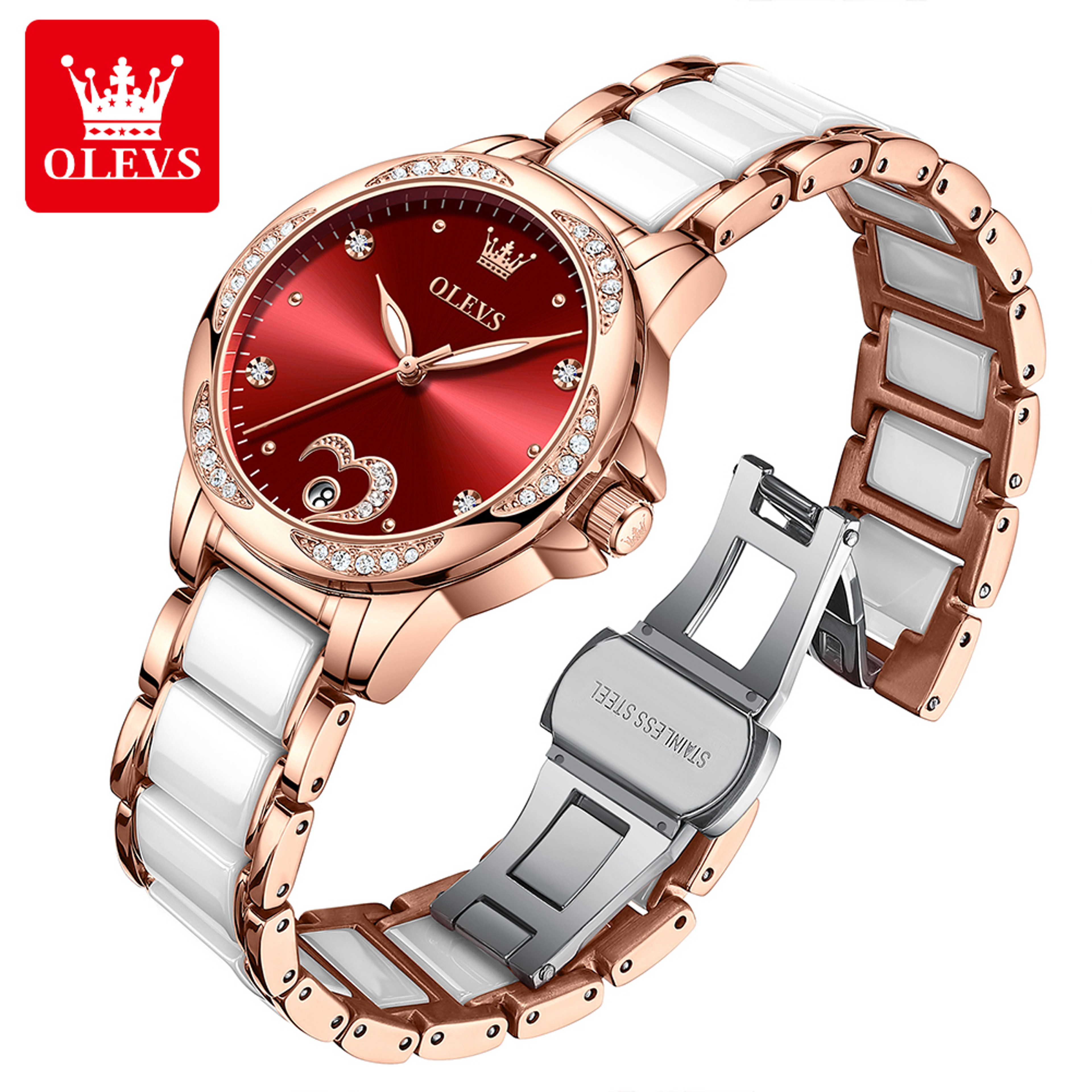 Women's Automatic Mechanical Watch with Ceramic Band and Date Display – view 5