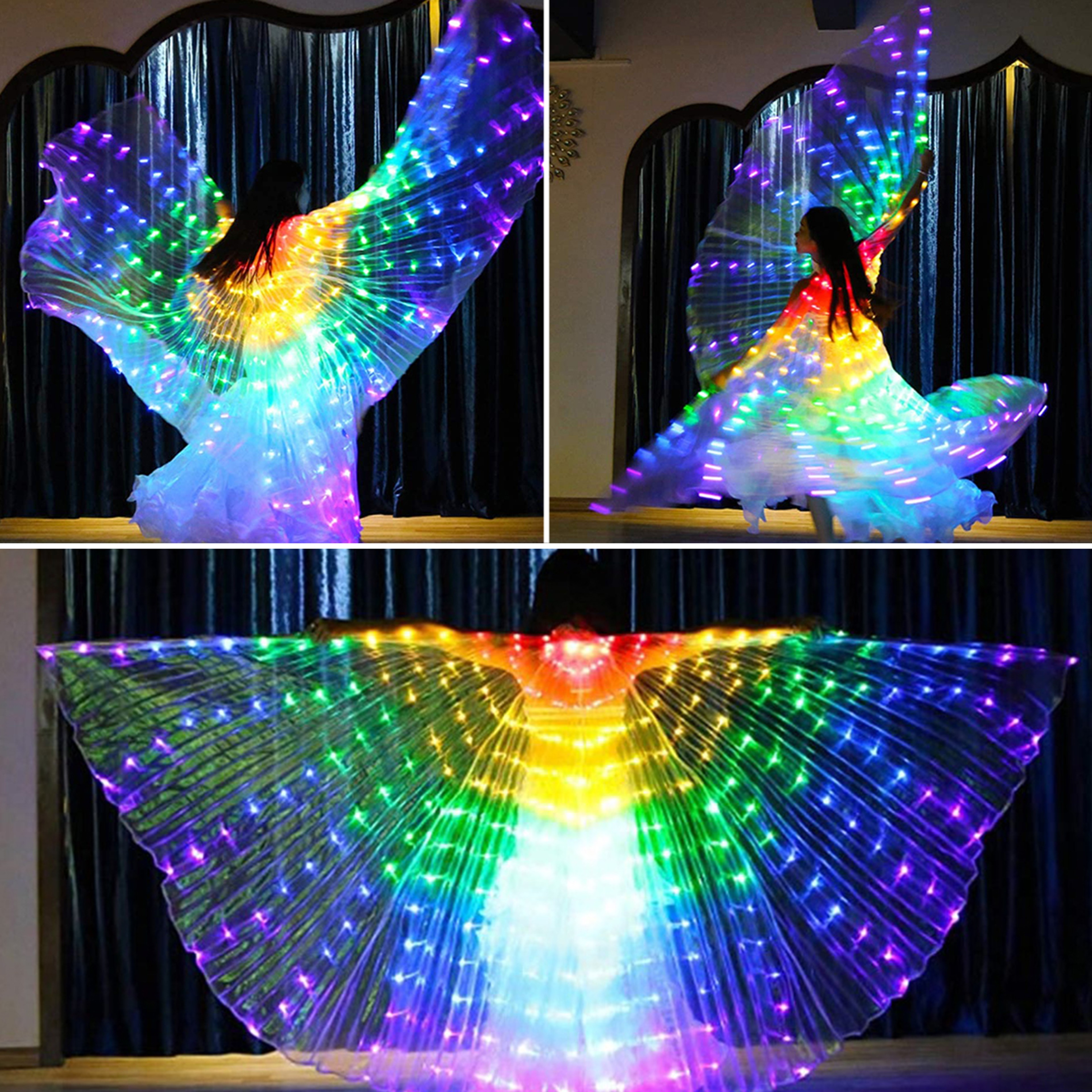 Colorful LED Isis Butterfly Wings with Telescopic Sticks for Dance Performances – view 2