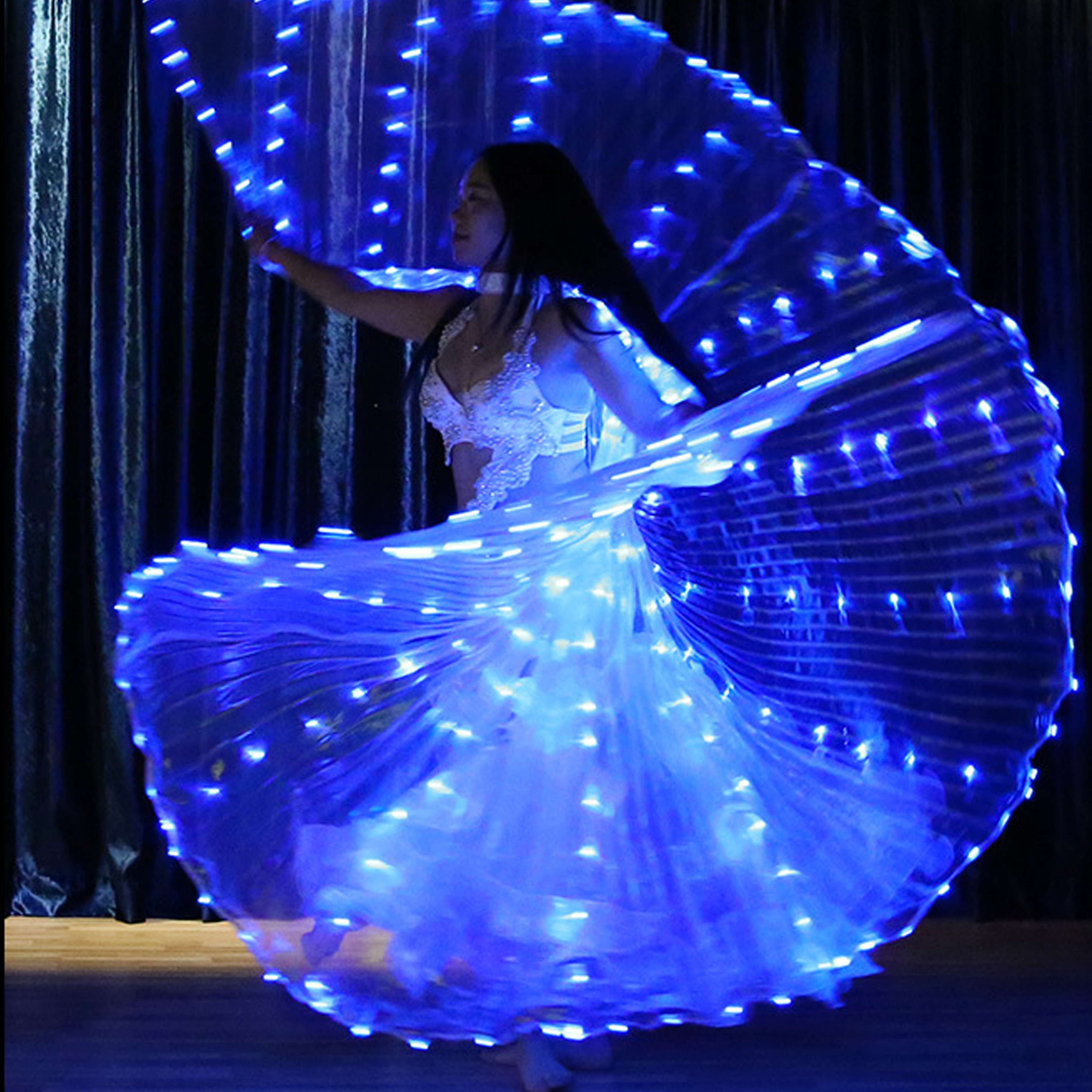 Colorful LED Isis Butterfly Wings with Telescopic Sticks for Dance Performances – view 9