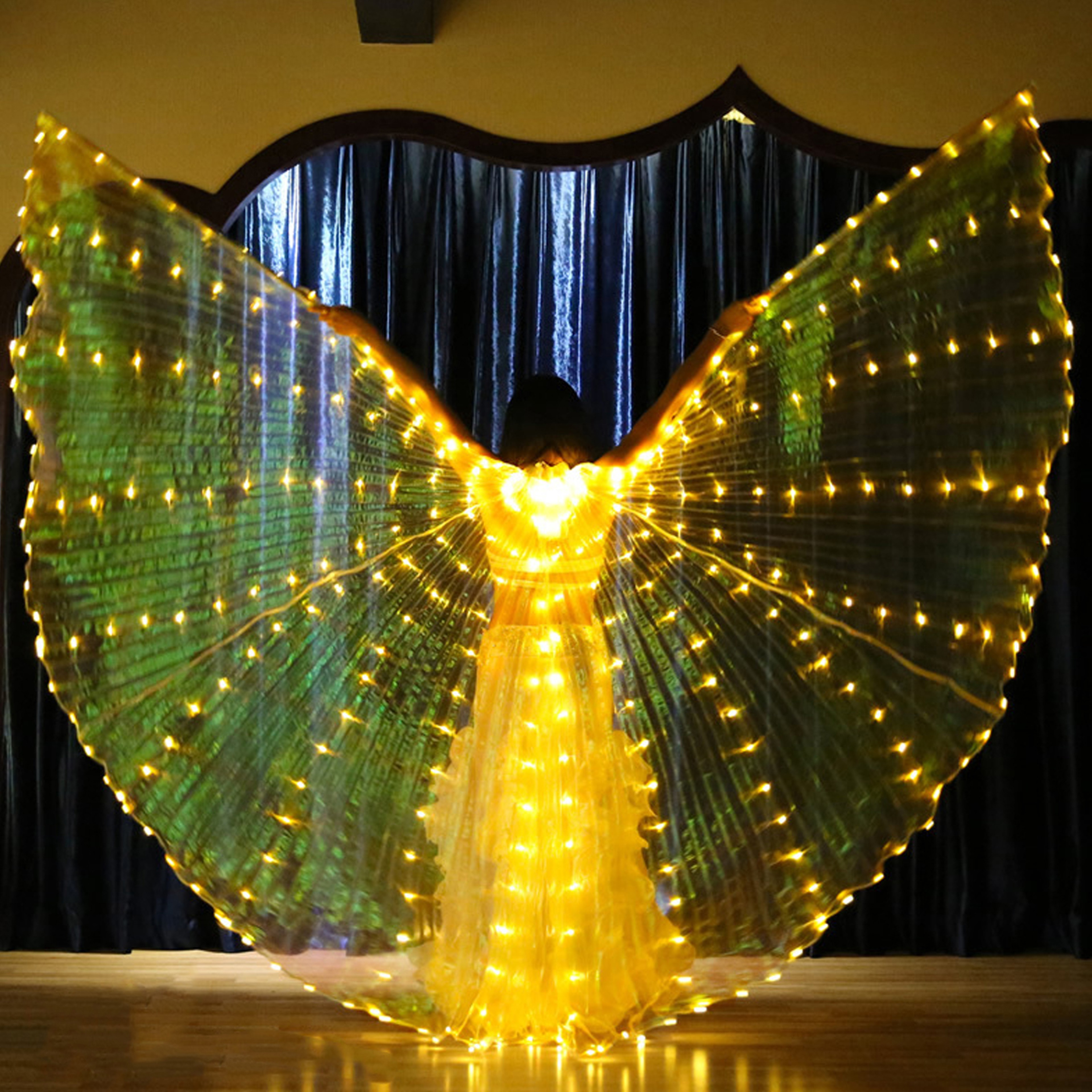 Colorful LED Isis Butterfly Wings with Telescopic Sticks for Dance Performances – view 10