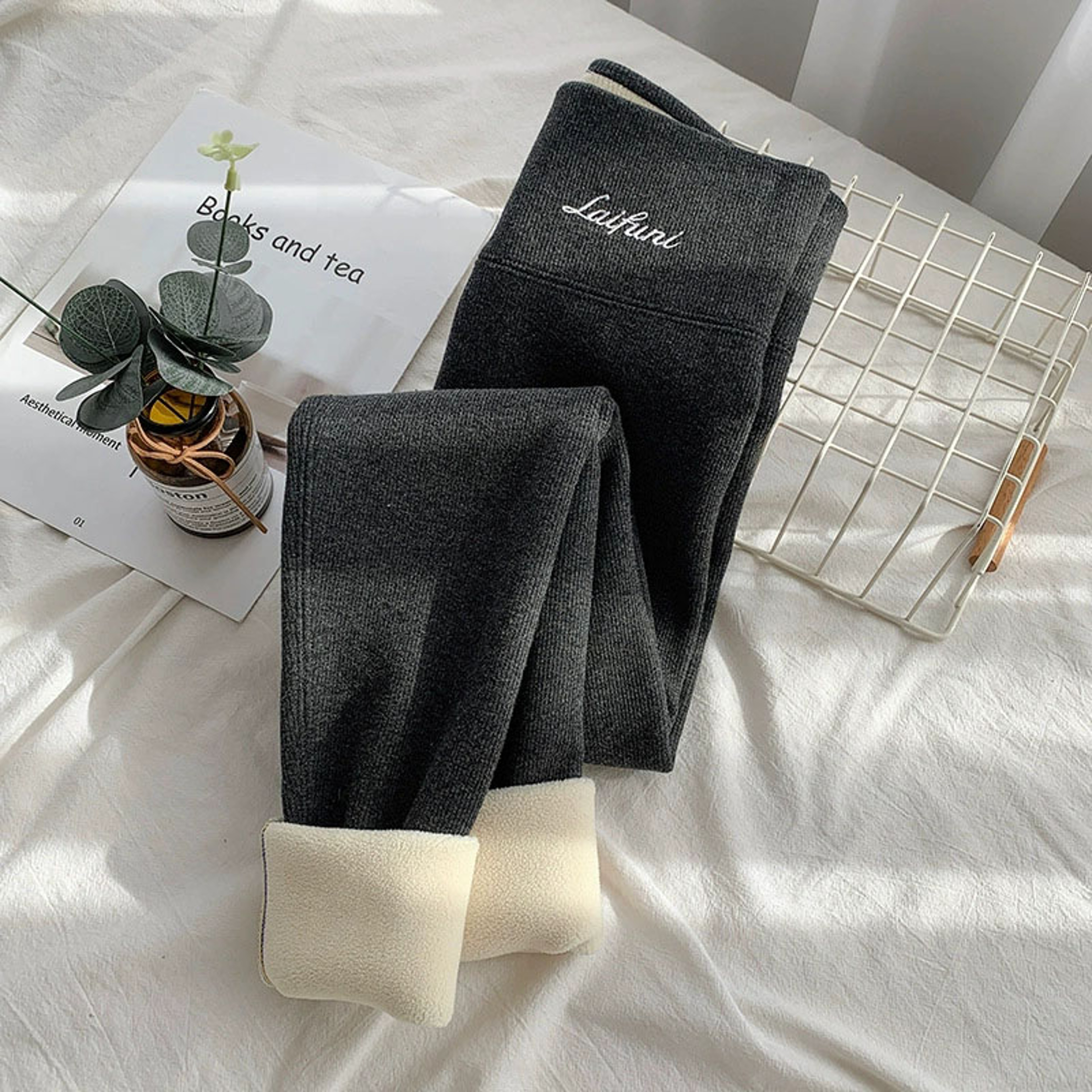 Women's High Waisted Fleece Lined Leggings – Thick Knit Stretch Winter Pants – view 7