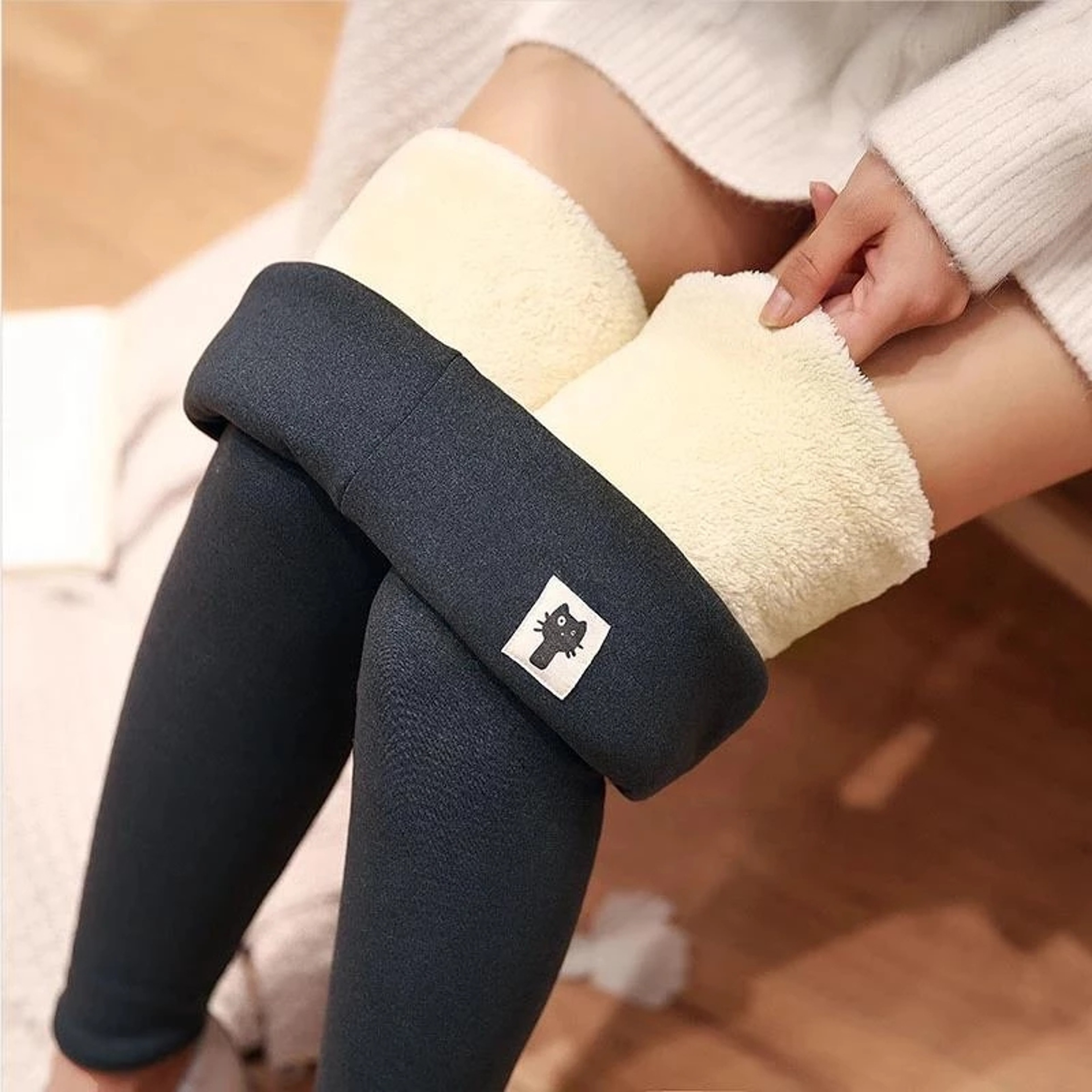 Women's Winter Fleece-Lined Leggings High-Waisted Stretchy Thermal Pants with Pockets – view 8