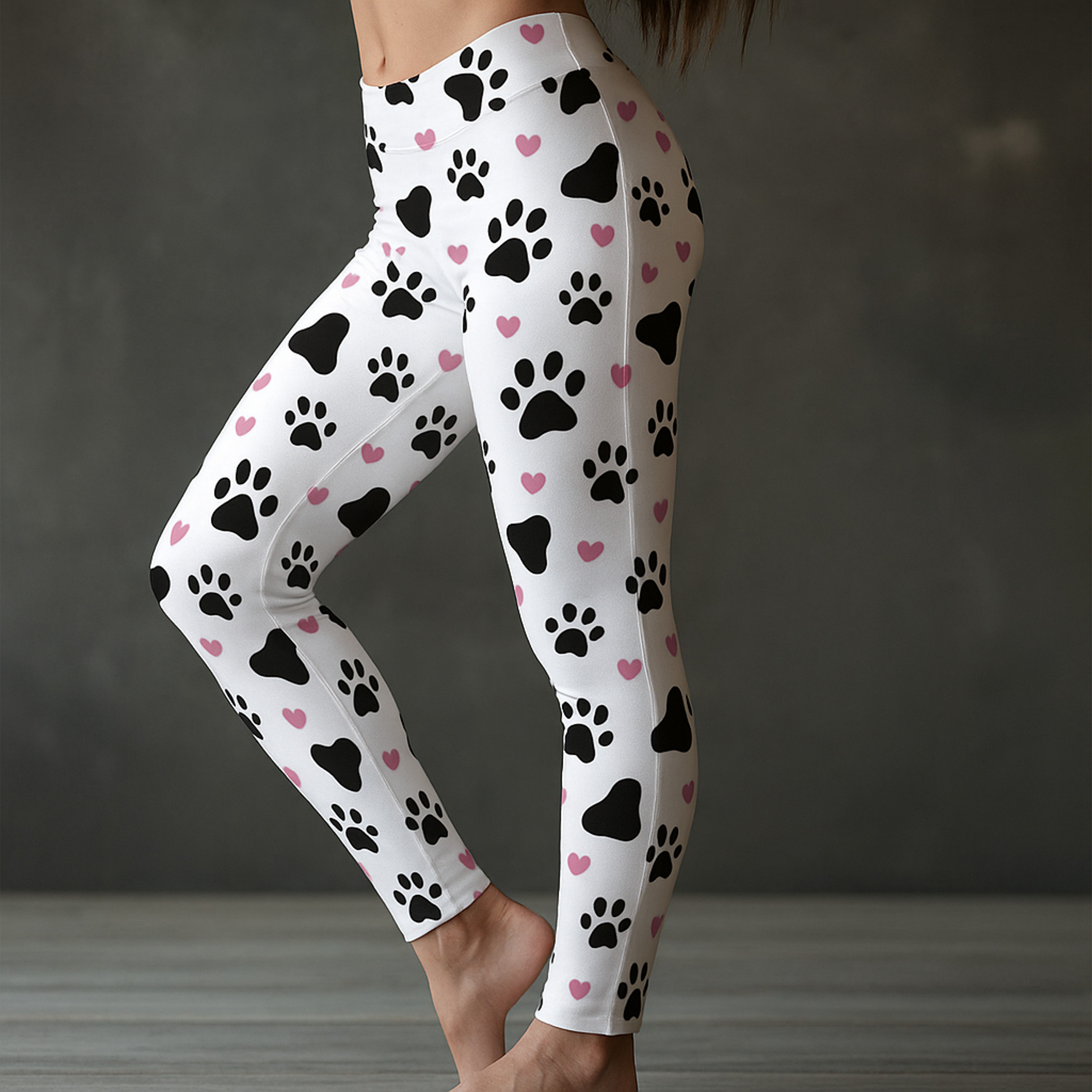 Womens Fleece Leggings With Christmas Dog Paw Print And MidRise Waist 7