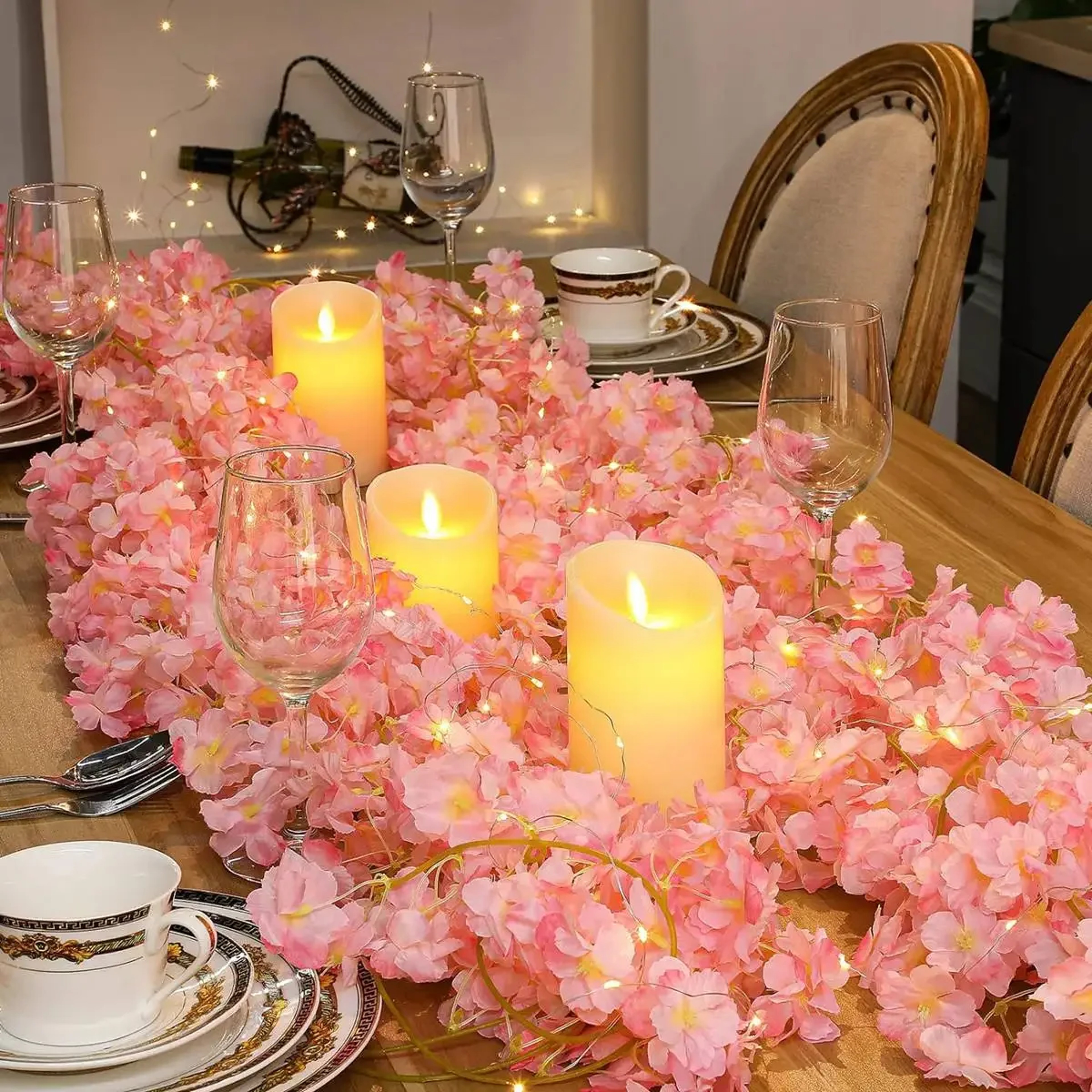 Cherry Blossom String Lights 20 LED Pink Floral Garland for Bedroom Wedding and Party Decor – view 6