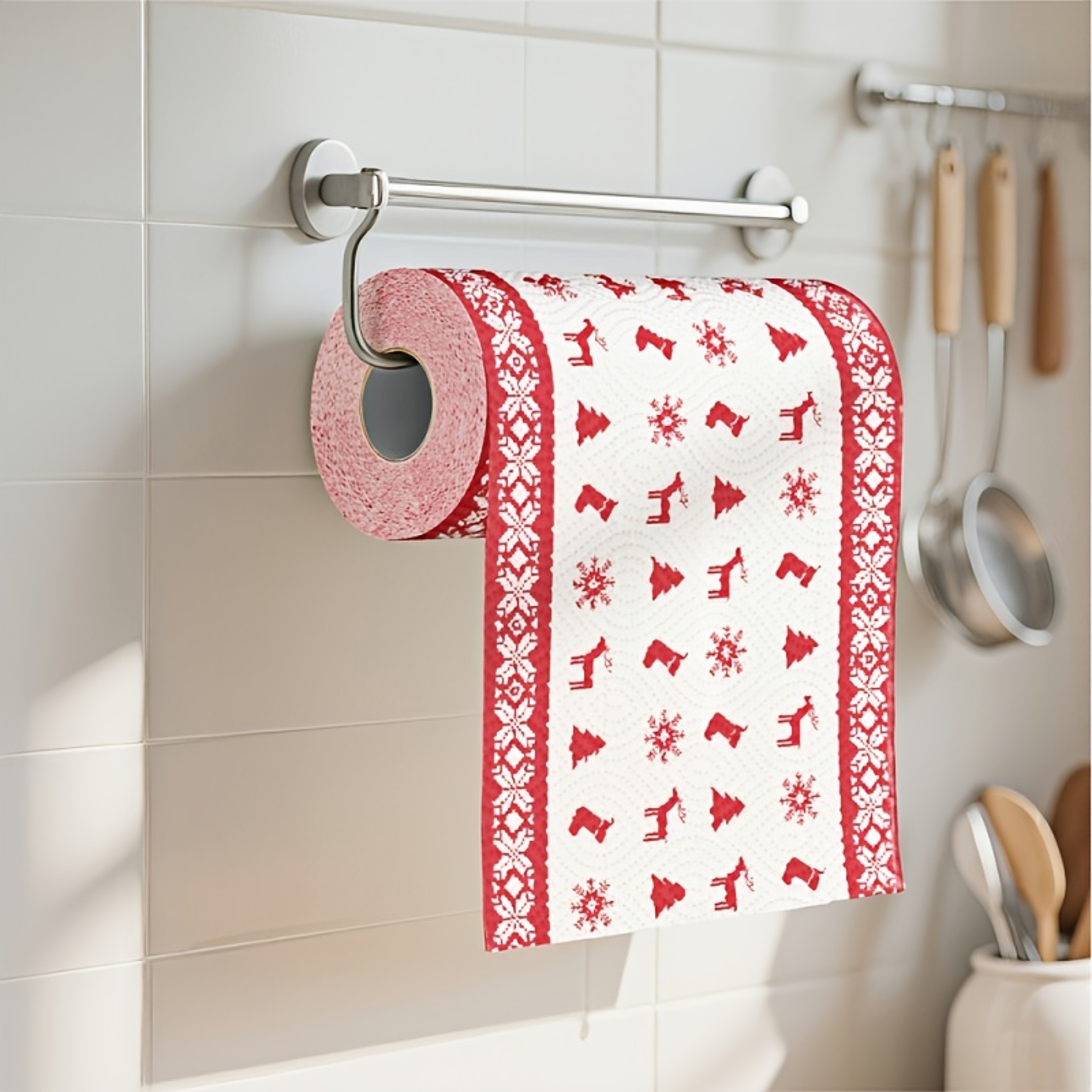 Christmas Kitchen Paper Roll  3Layer Disposable Cleaning Cloths 48 Sheets 1