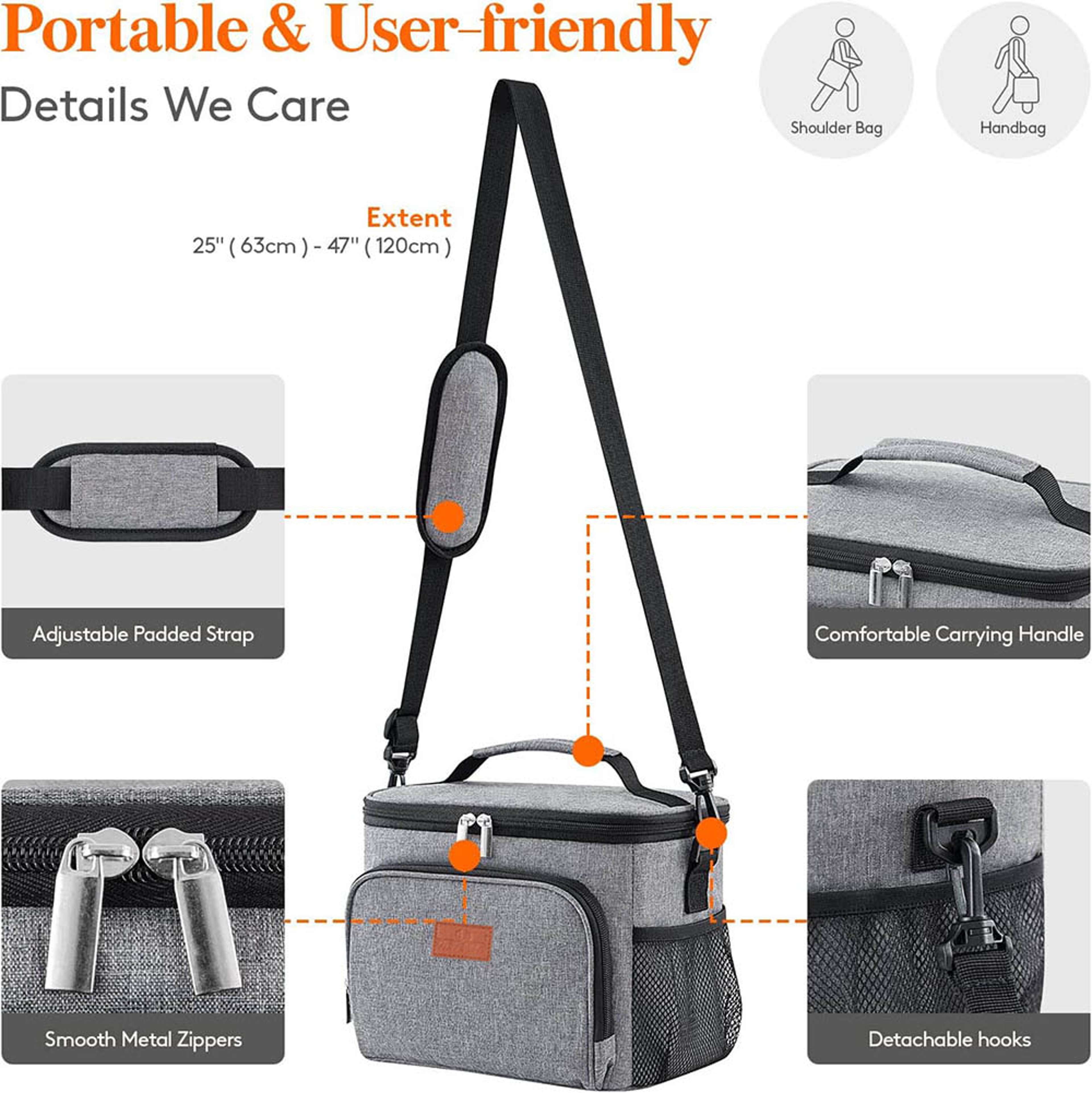 Insulated Lunch Bag Soft Cooler Tote For Picnic Camping And Beach 2