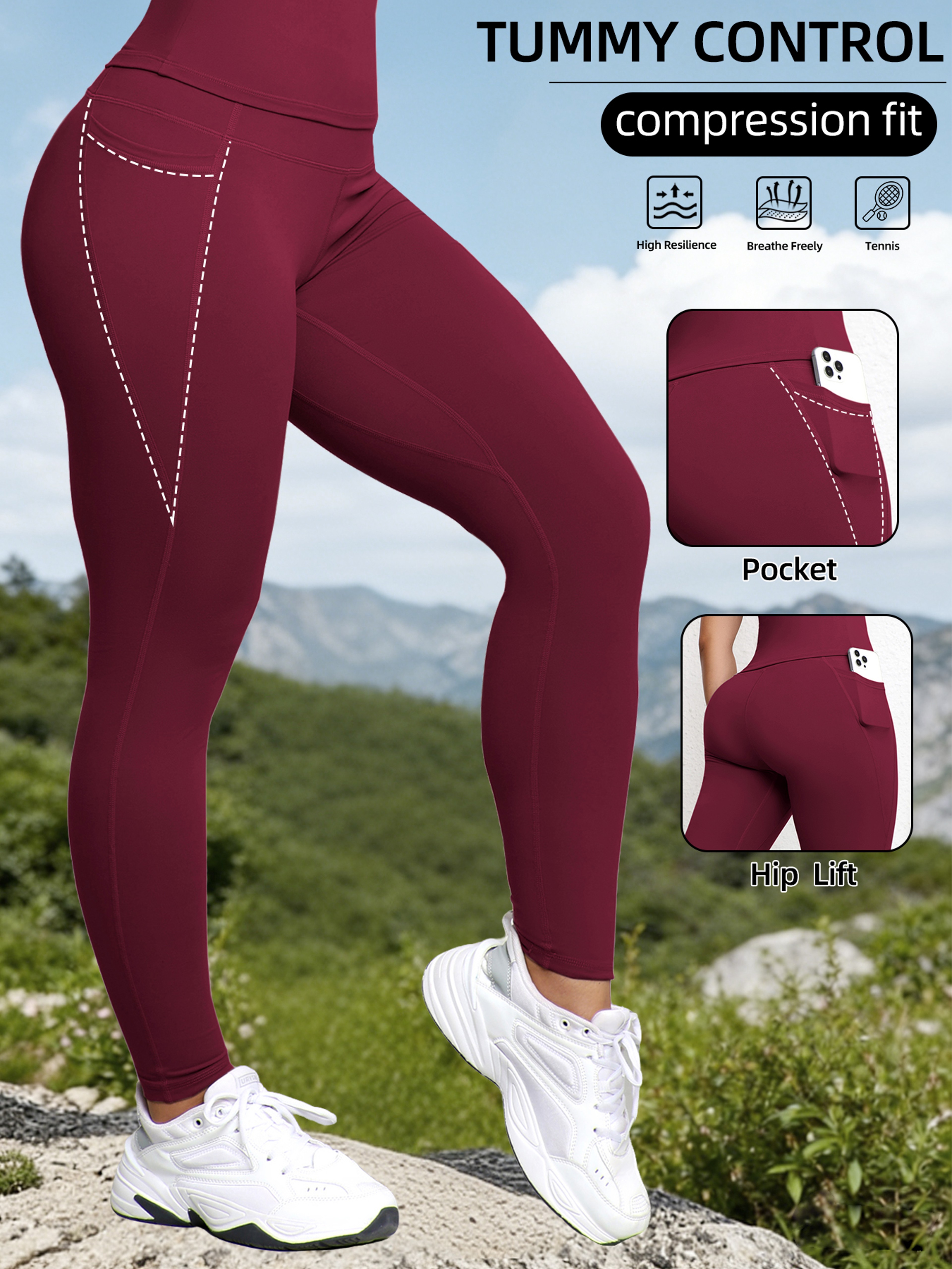 Women's High Waisted Yoga Leggings with Pockets and Tummy Control – view 5