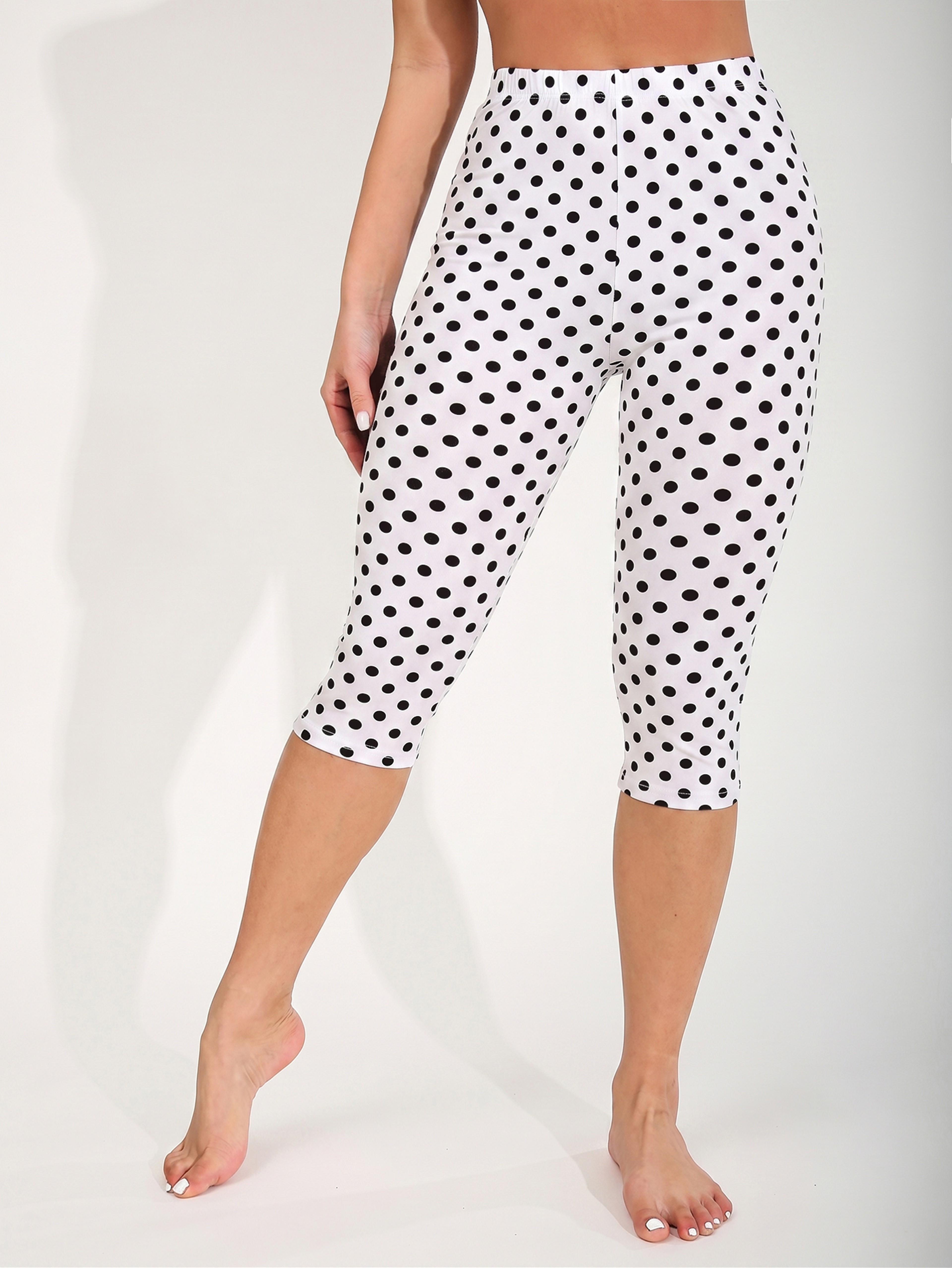 Women's High Stretch Capri Yoga Leggings with Polka Dot Print – view 7