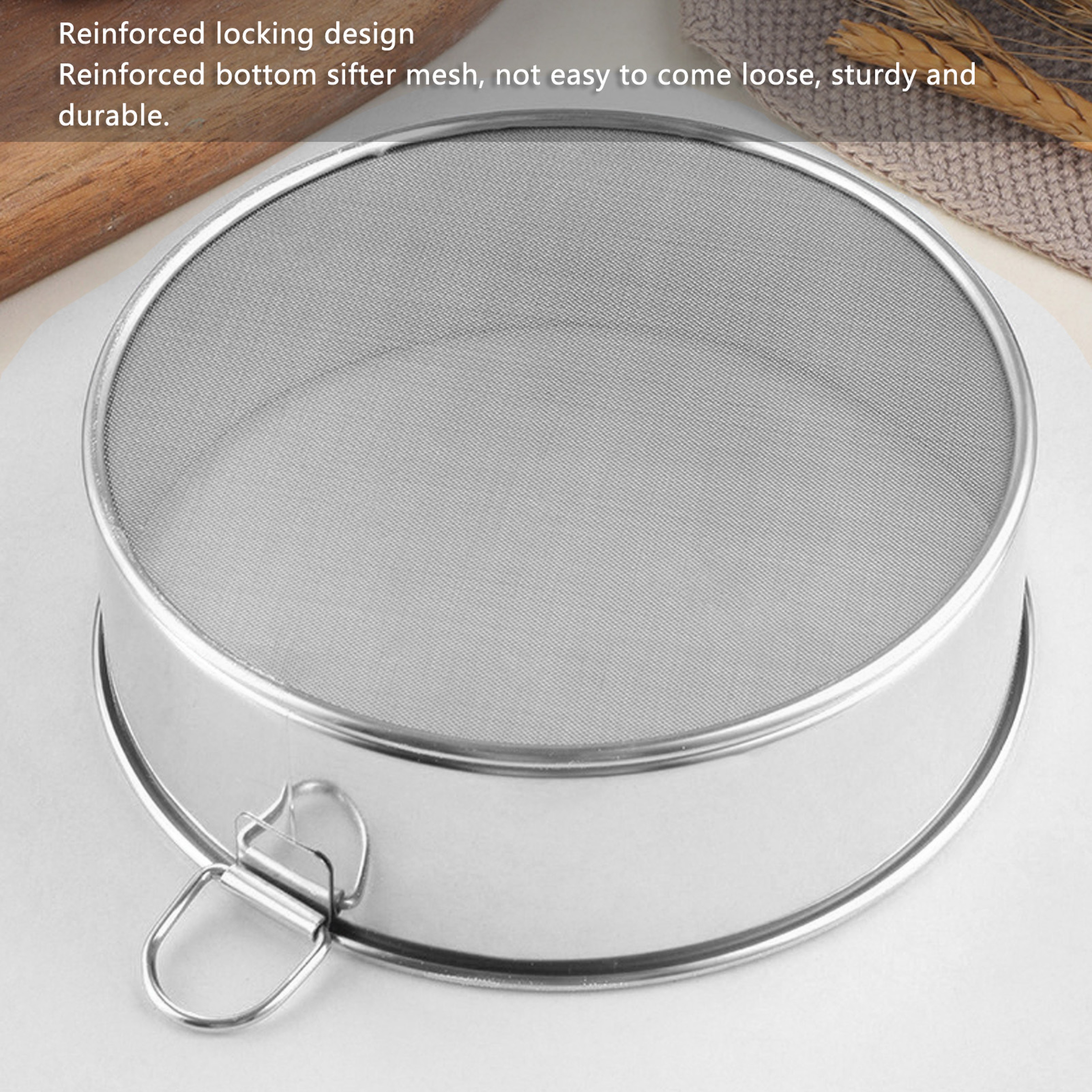 80 Mesh Stainless Steel Flour Sifter Round Fine Mesh Strainer for Baking – view 5