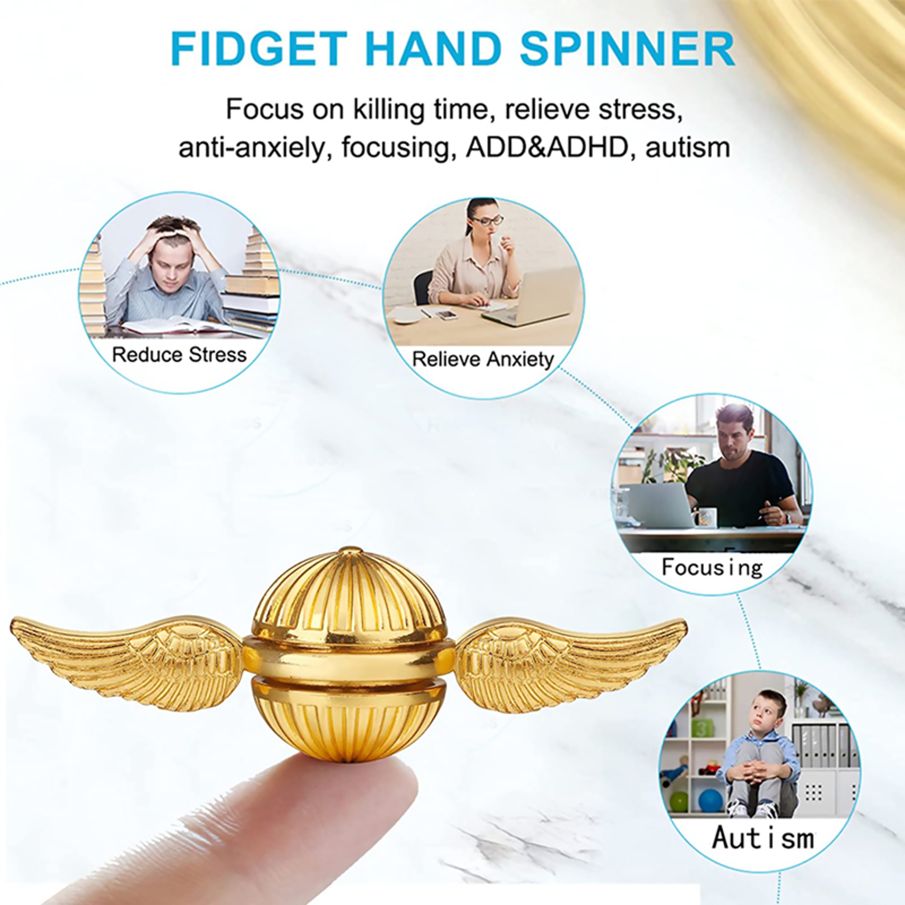 Metal Gyroscope Fidget Spinner Rotating Orb for Stress Relief and Desk Play – view 4