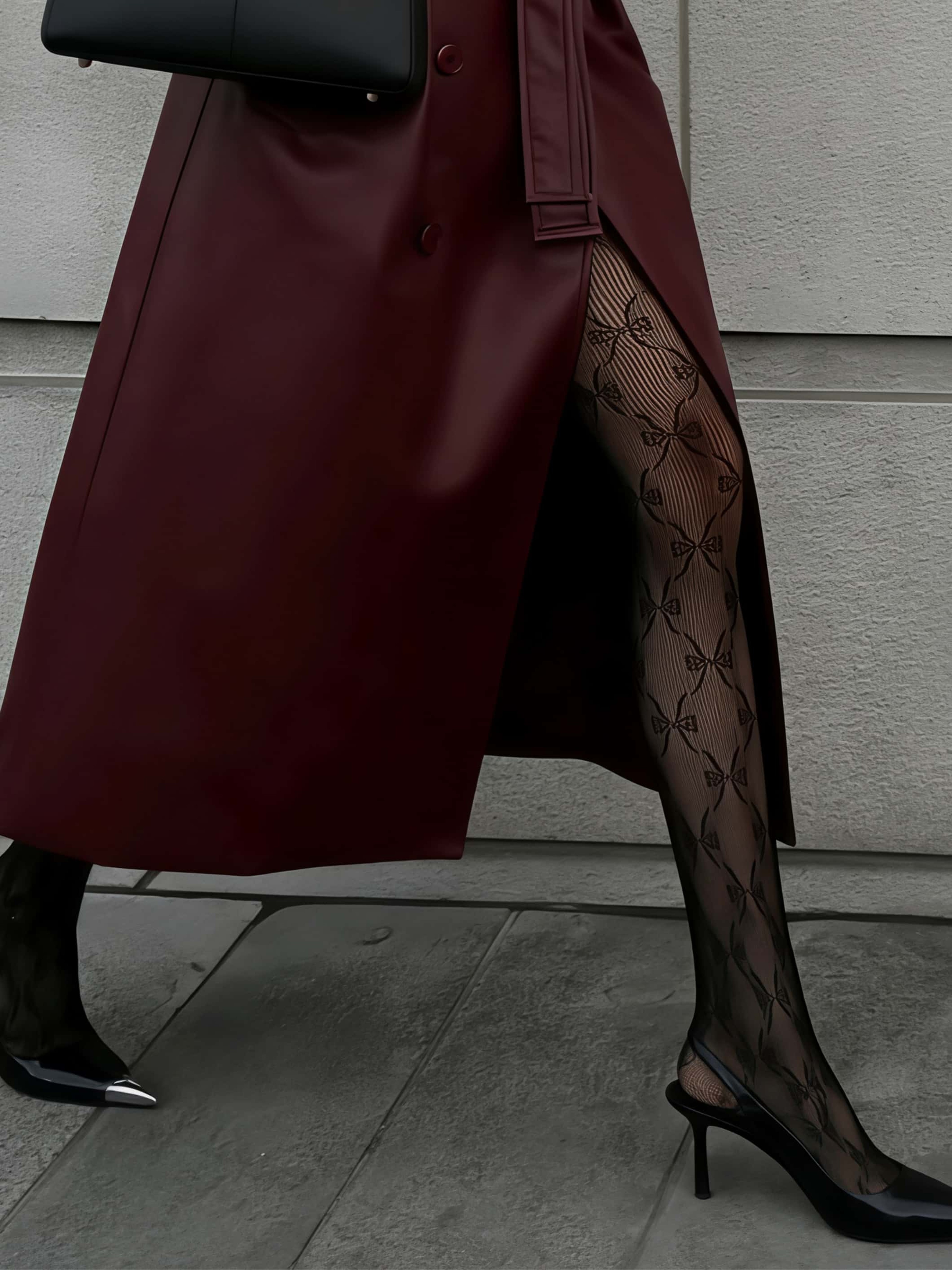 Women's Black Floral Lace Fishnet Tights High-Waisted Sheer Pantyhose – view 5