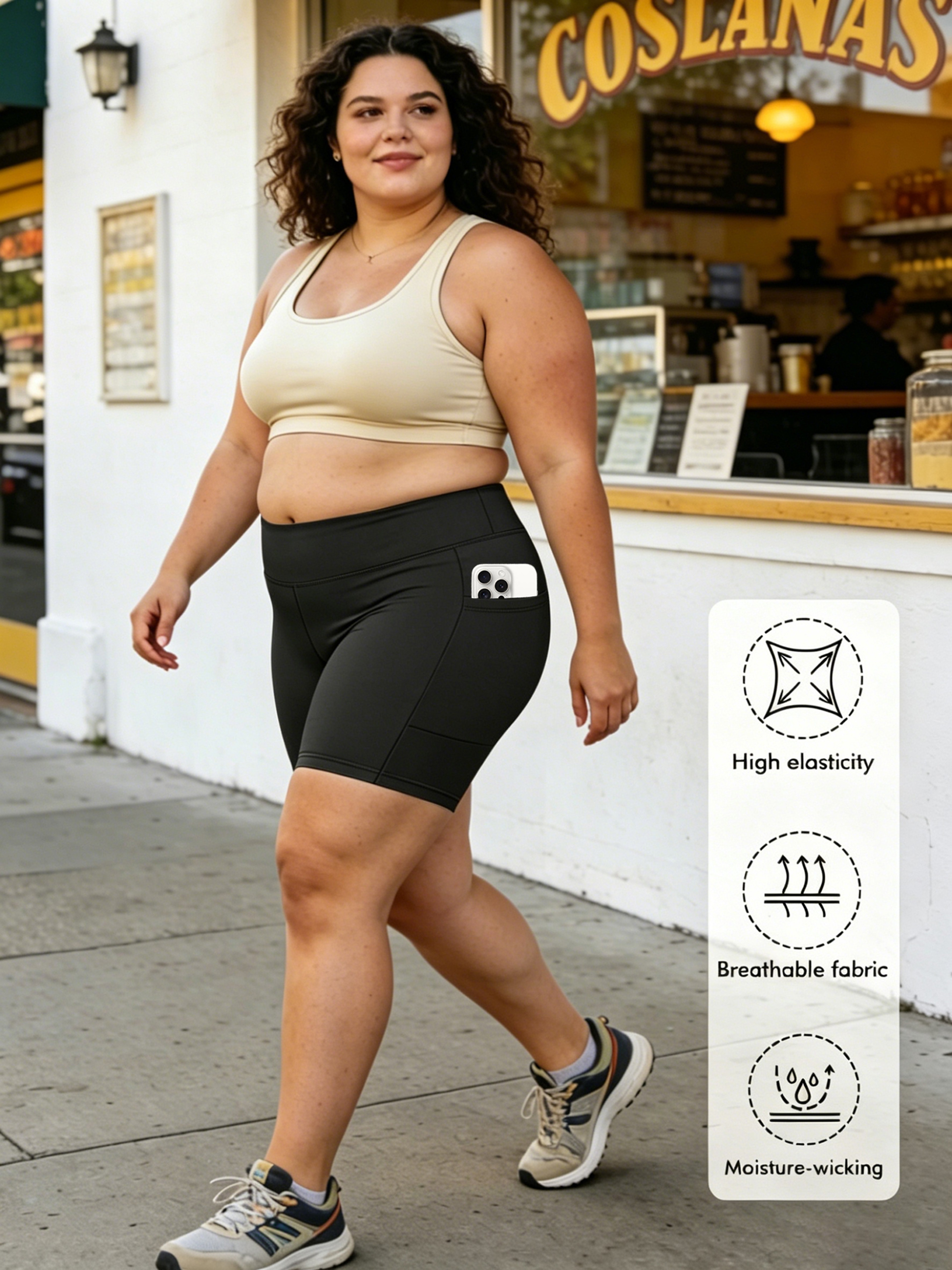 Plus Size Biker Shorts for Women High Waisted Tummy Control Stretch Workout Shorts – view 1