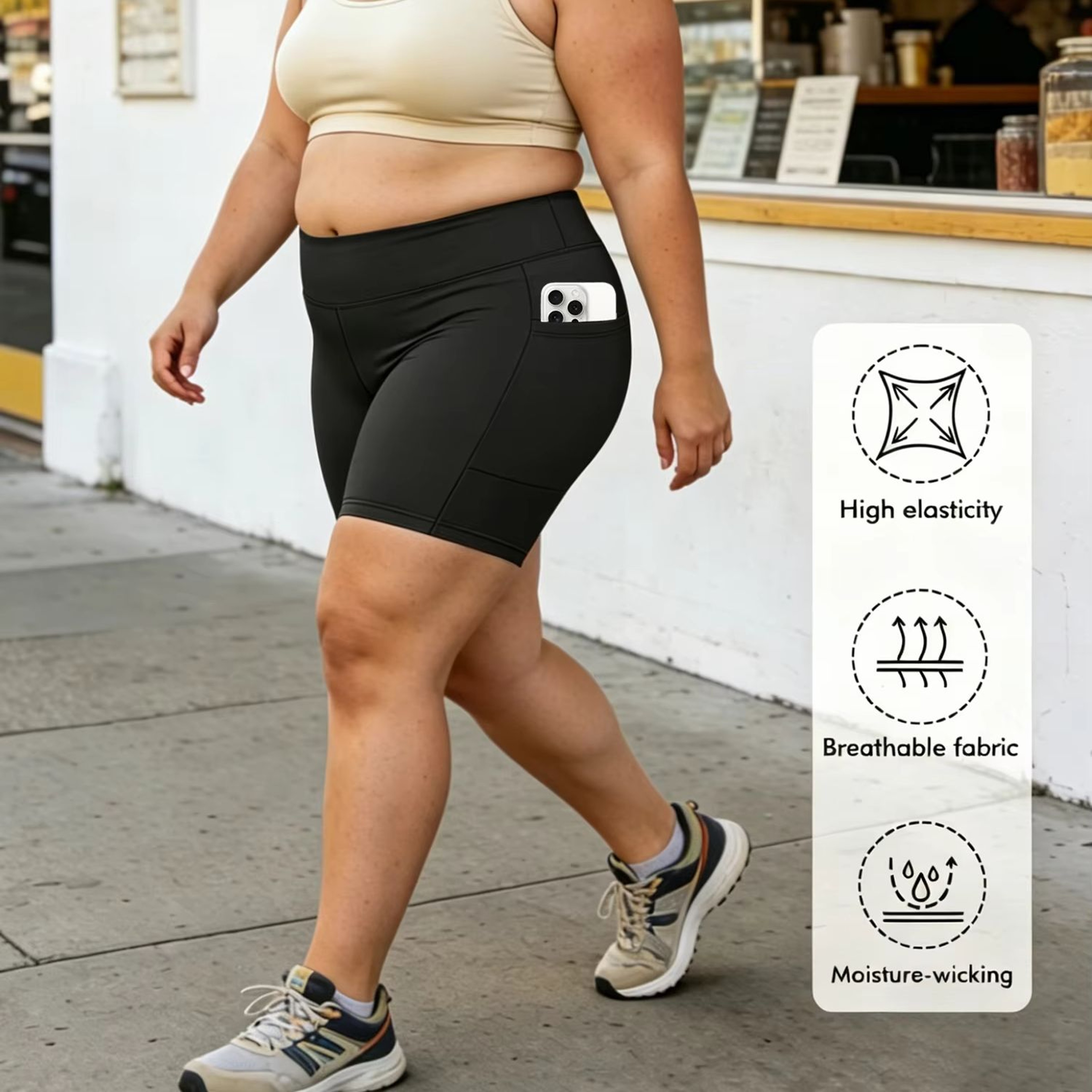 Plus Size Biker Shorts for Women High Waisted Tummy Control Stretch Workout Shorts – view 7