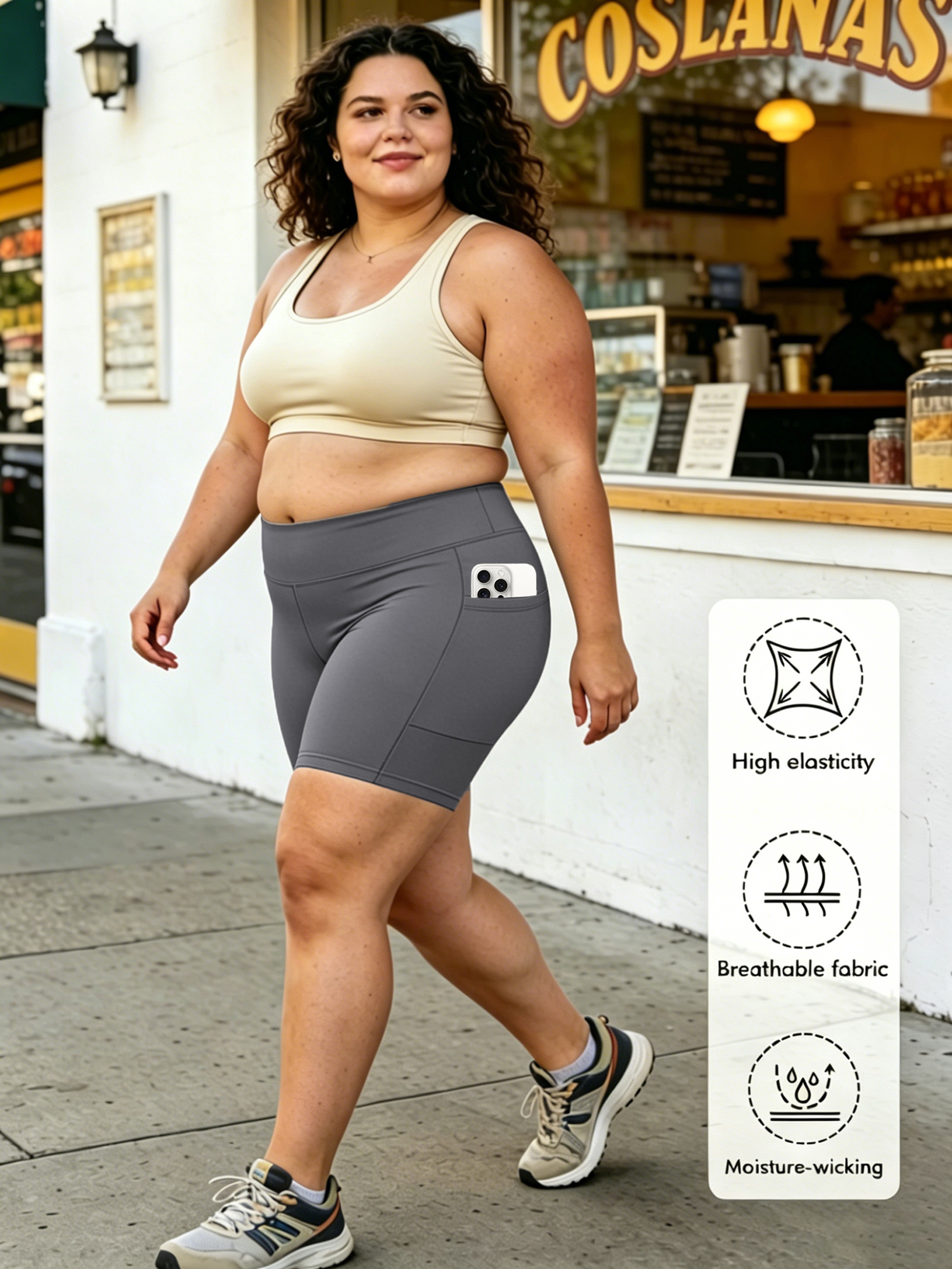 Plus Size Biker Shorts for Women High Waisted Tummy Control Stretch Workout Shorts – view 8