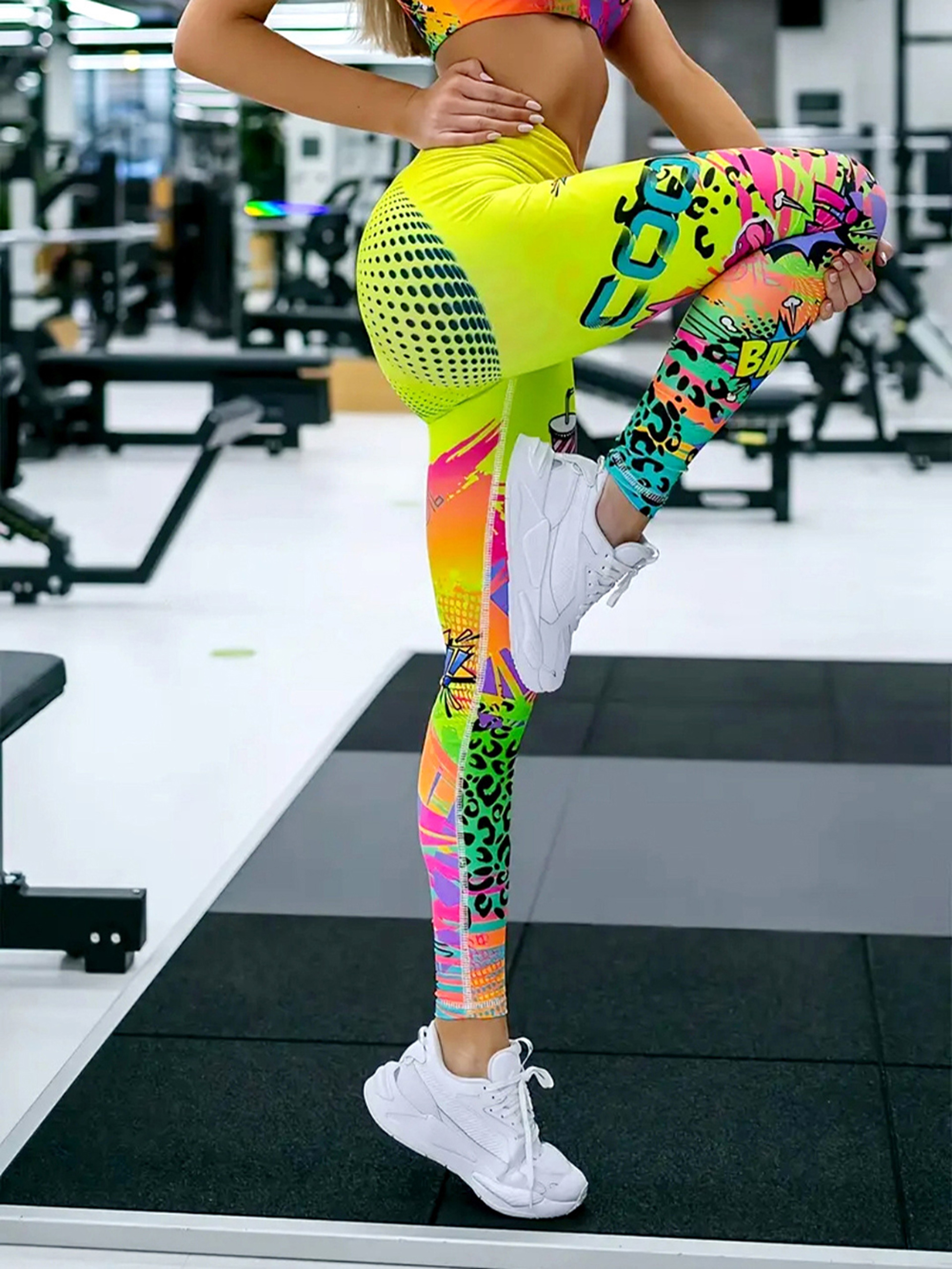 Women's High-Waisted Printed Yoga Leggings with Stretch Fit and Ankle-Length Design – view 3