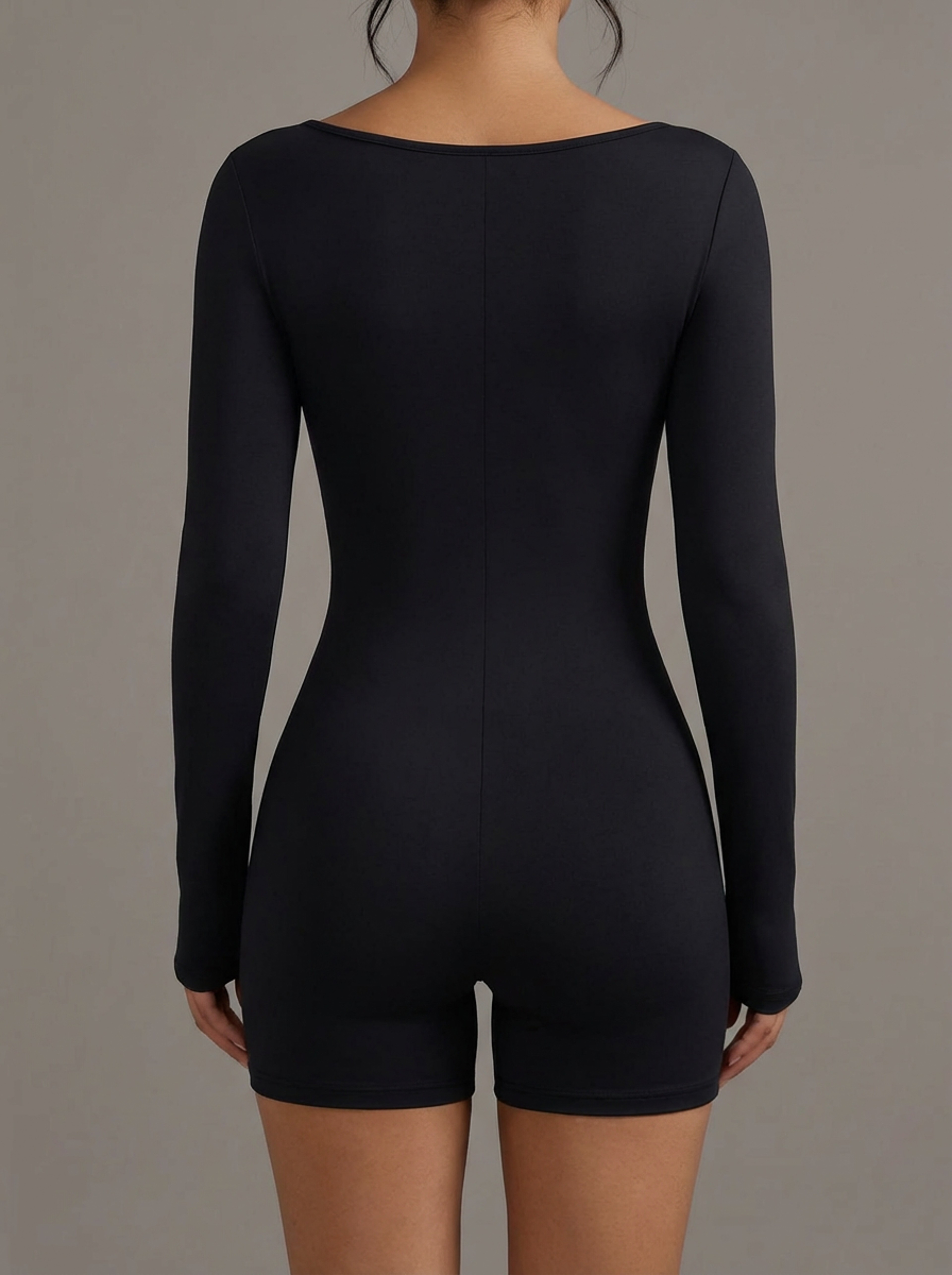 Women's Long Sleeve Workout Romper High Waist Slim Fit Gym Jumpsuit – view 3