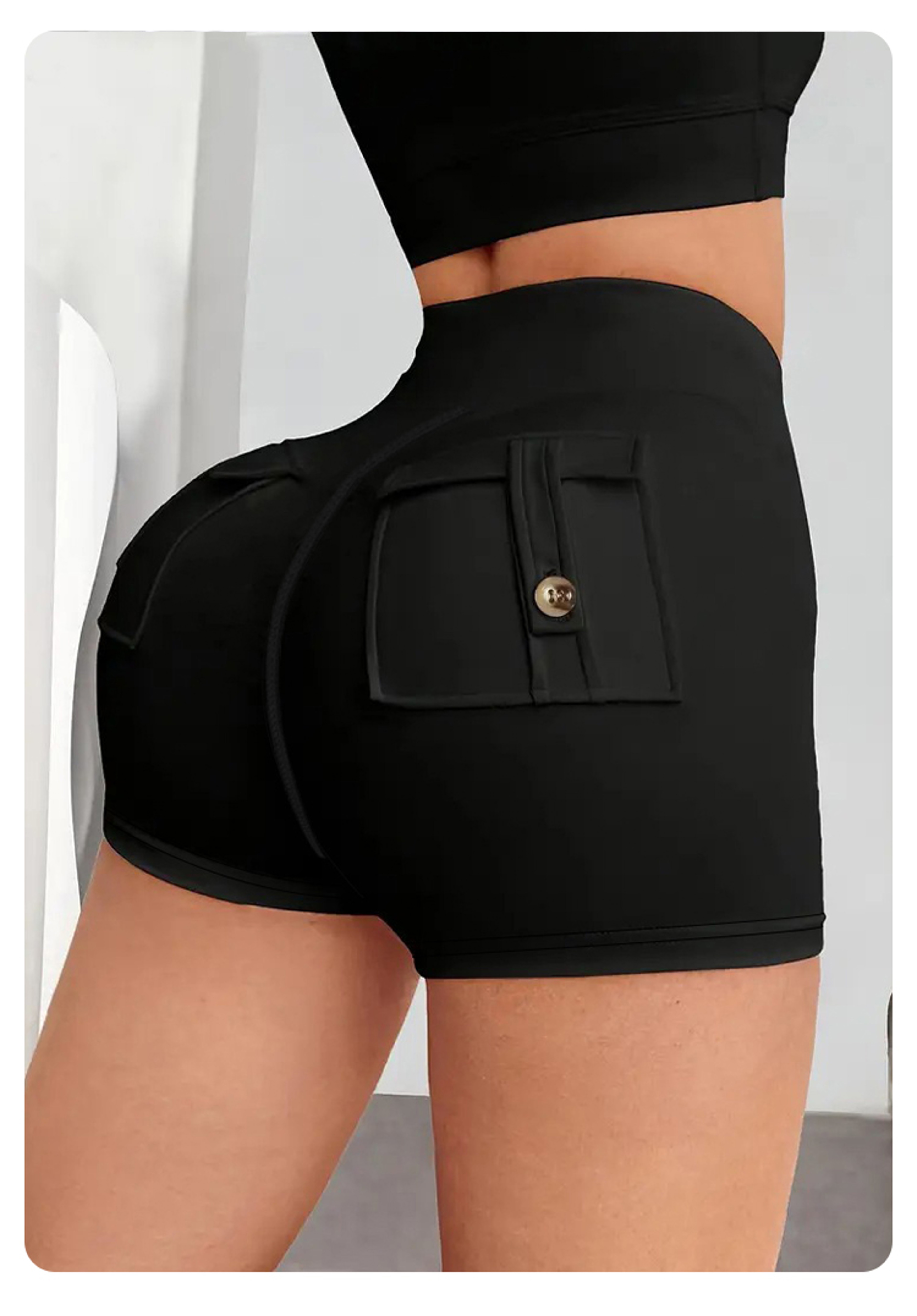 Womens High Waist Cargo Yoga Shorts With Stretchy Fabric And Multiple Pockets 6