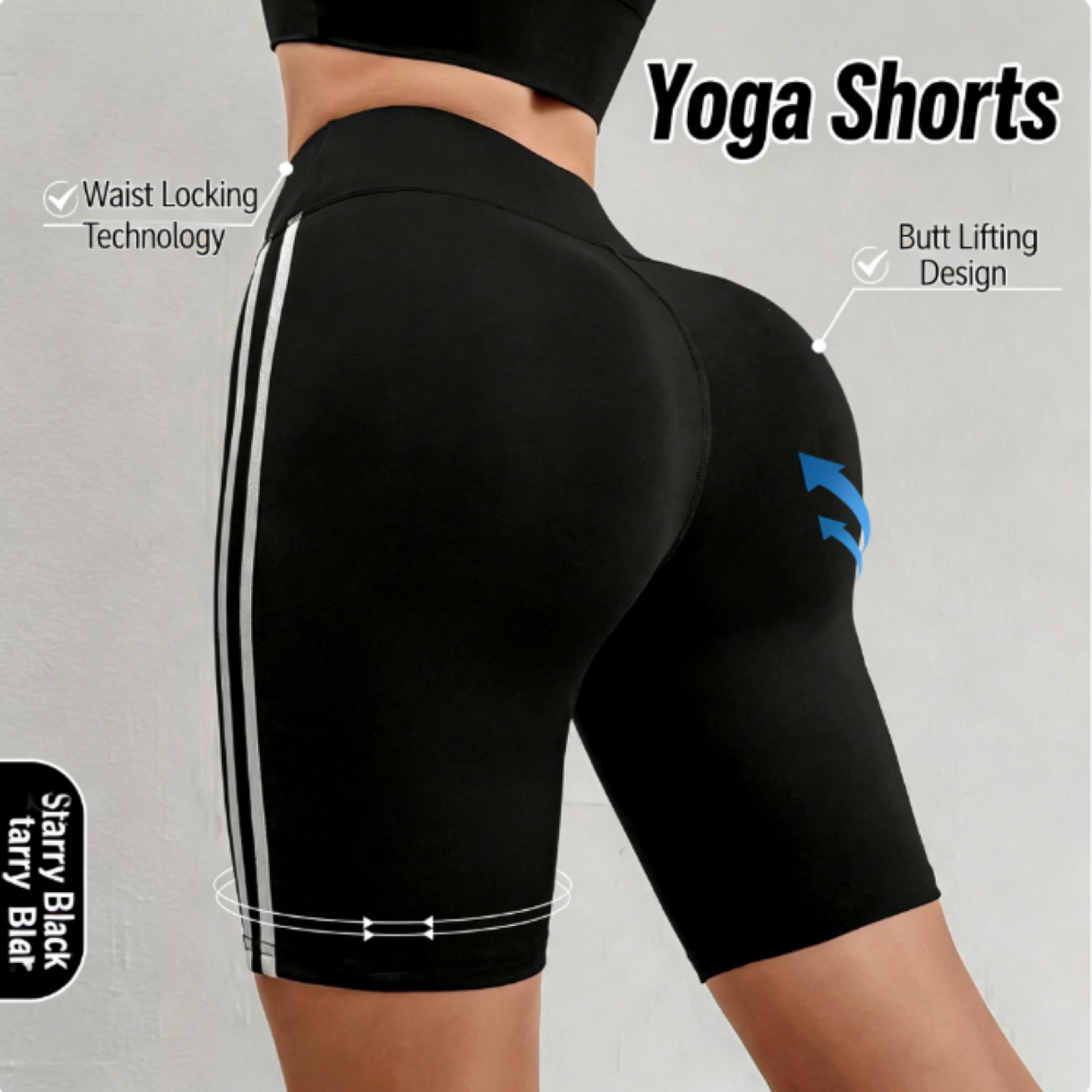 Womens High Waisted Yoga Shorts With Side Stripes And Tummy Control 1