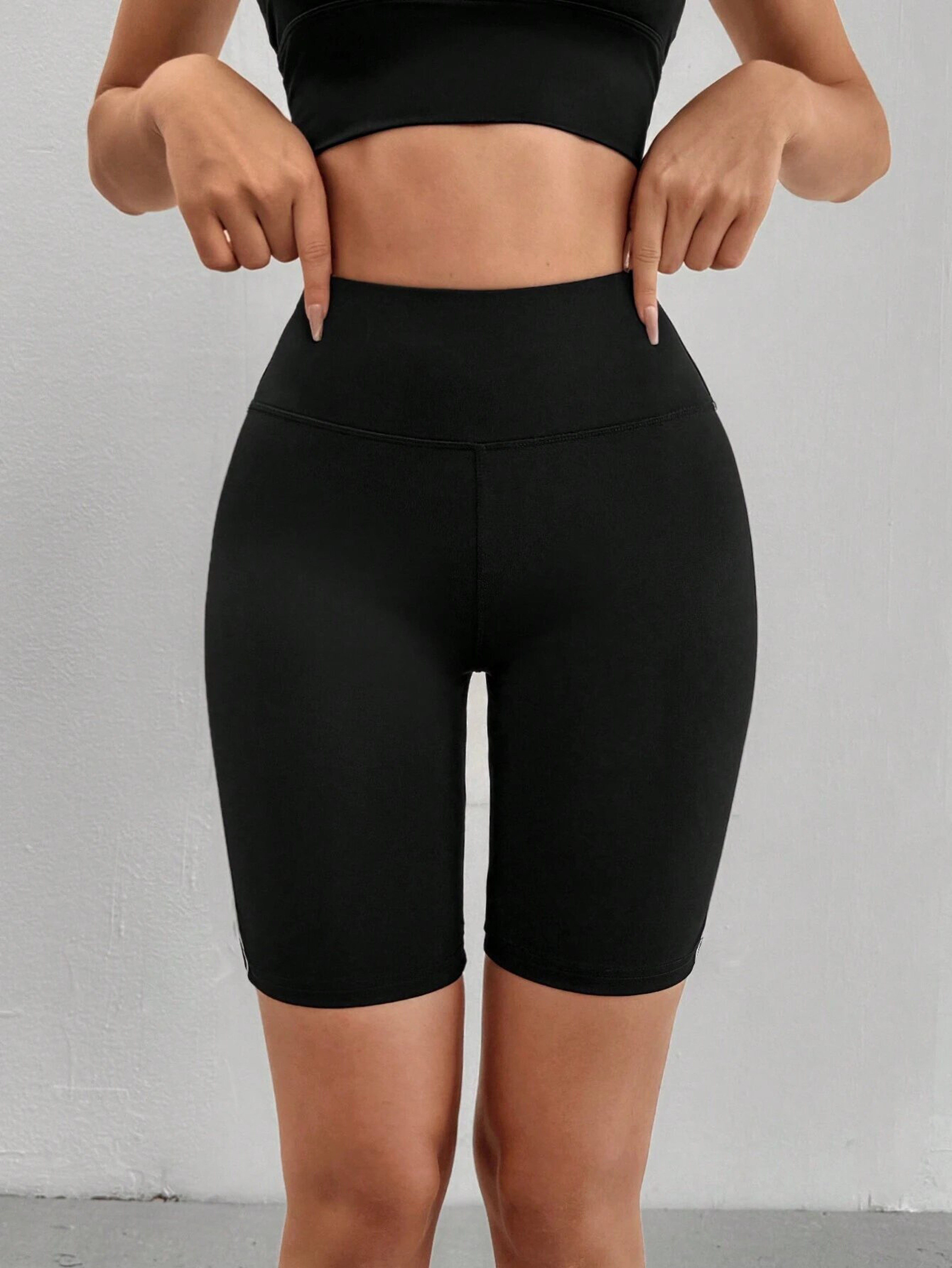 Womens High Waisted Yoga Shorts With Side Stripes And Tummy Control 3