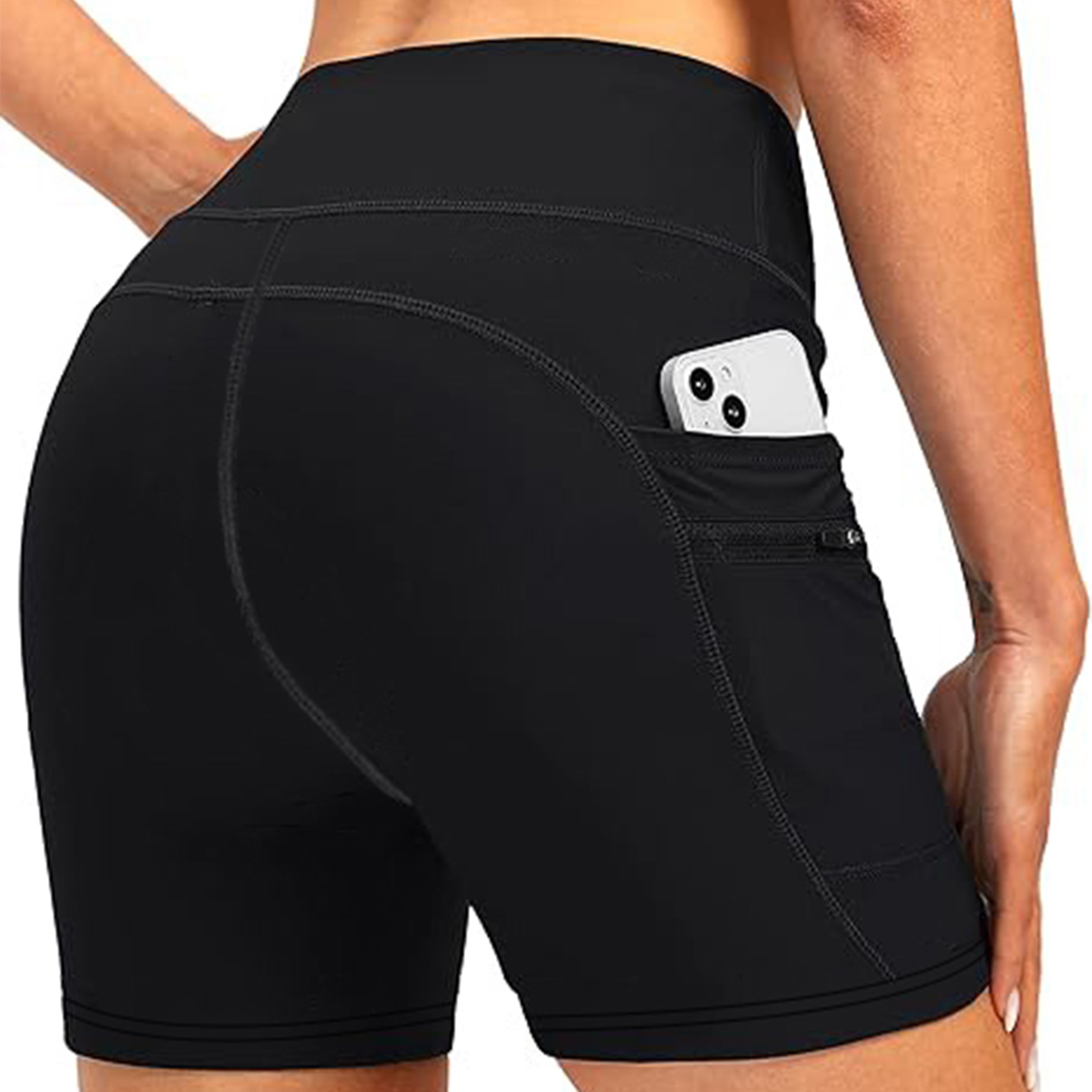 Women's High Waisted Workout Shorts with Tummy Control and Zipper Pockets – view 4