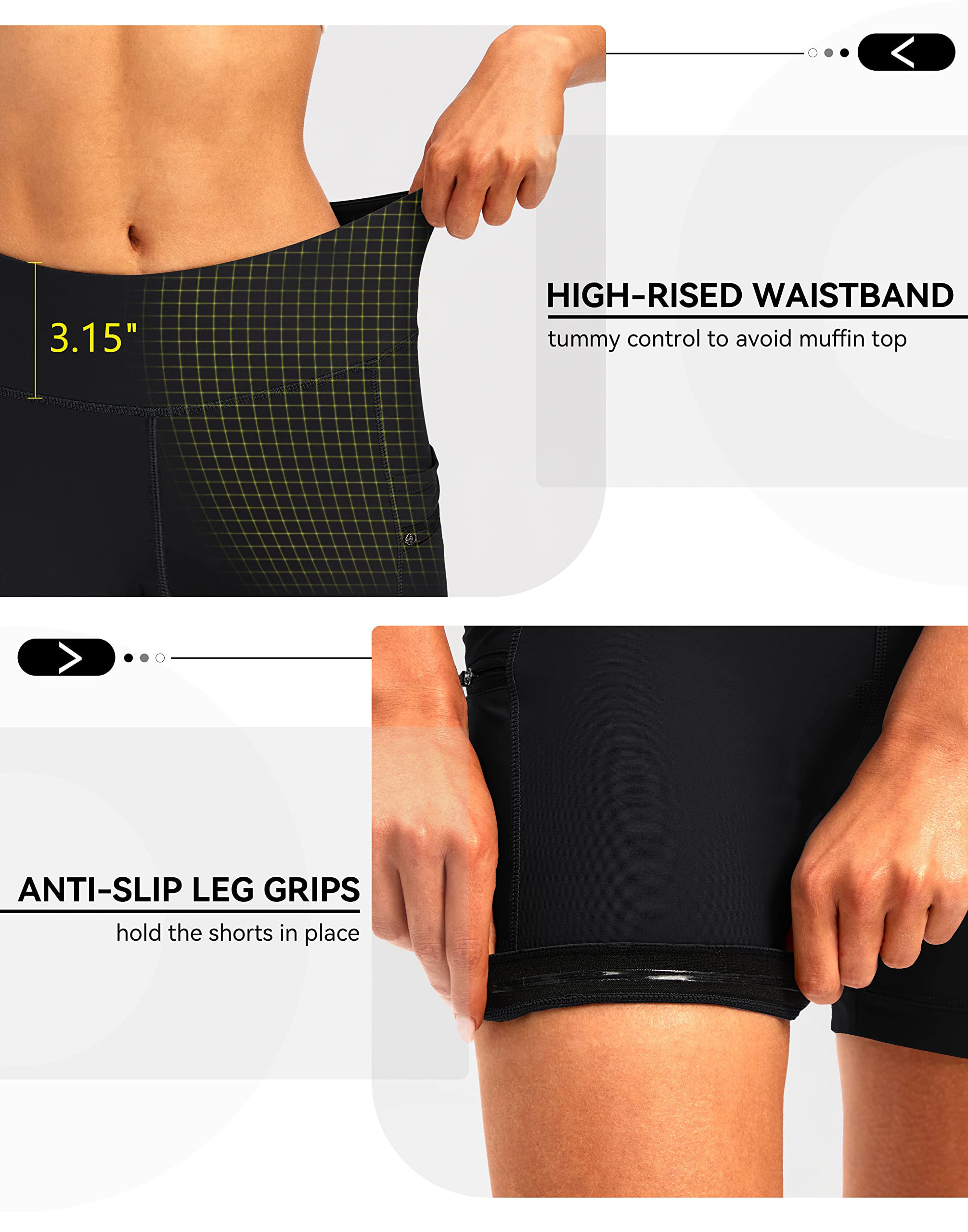 Women's High Waisted Workout Shorts with Tummy Control and Zipper Pockets – view 6