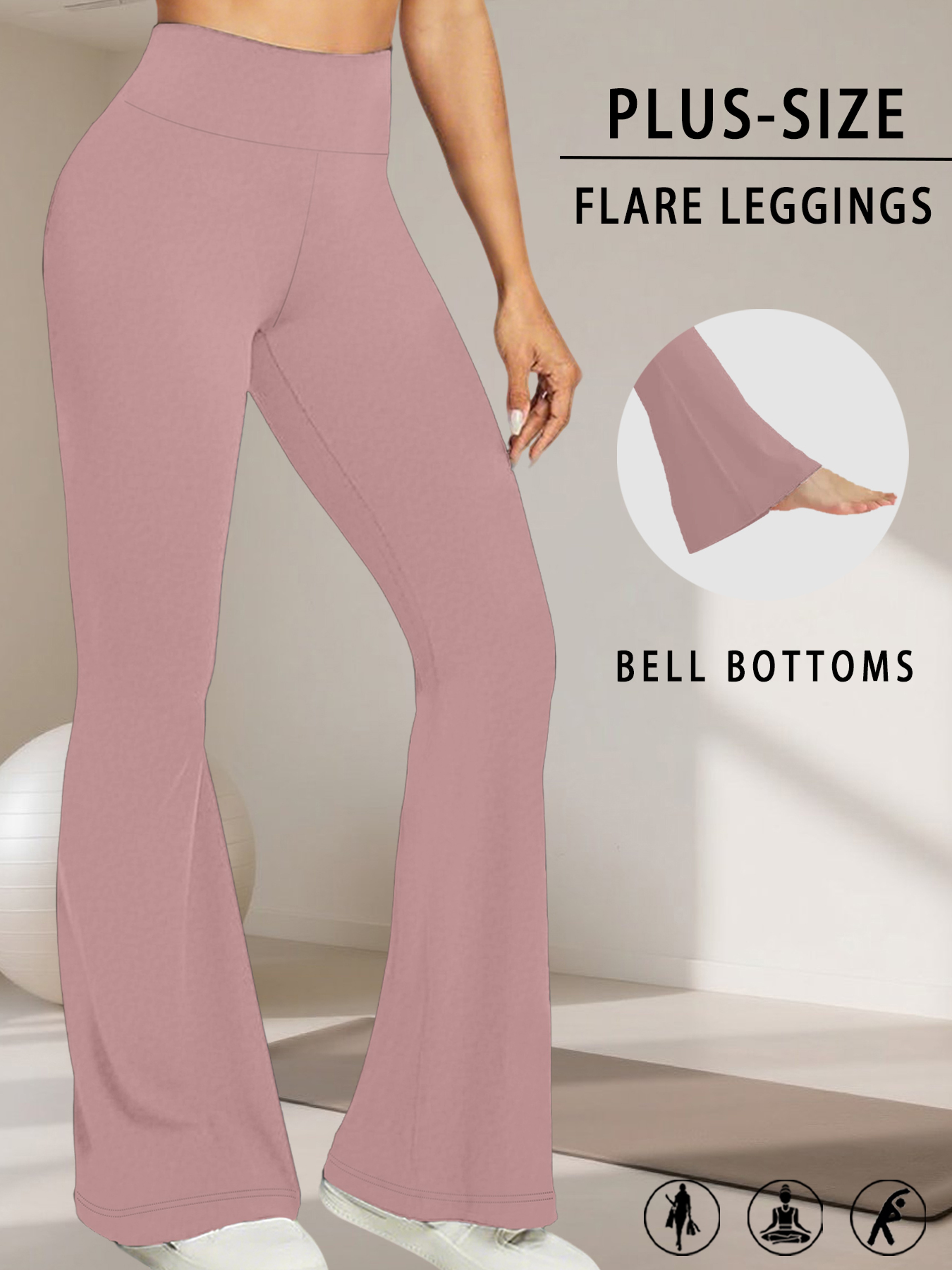 Women's Plus Size High Waisted Flare Leggings with Tummy Control – view 1