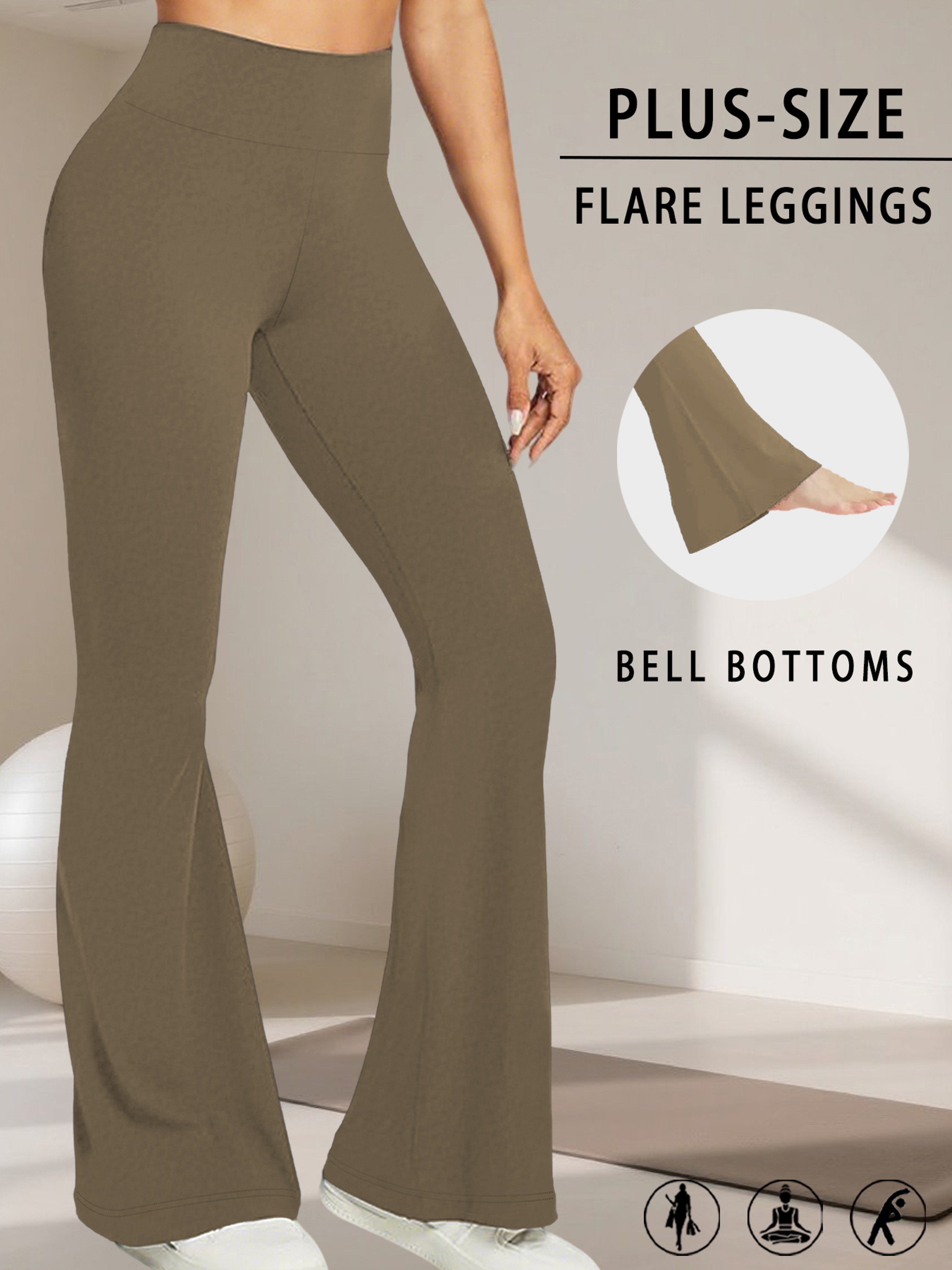 Women's Plus Size High Waisted Flare Leggings with Tummy Control – view 8