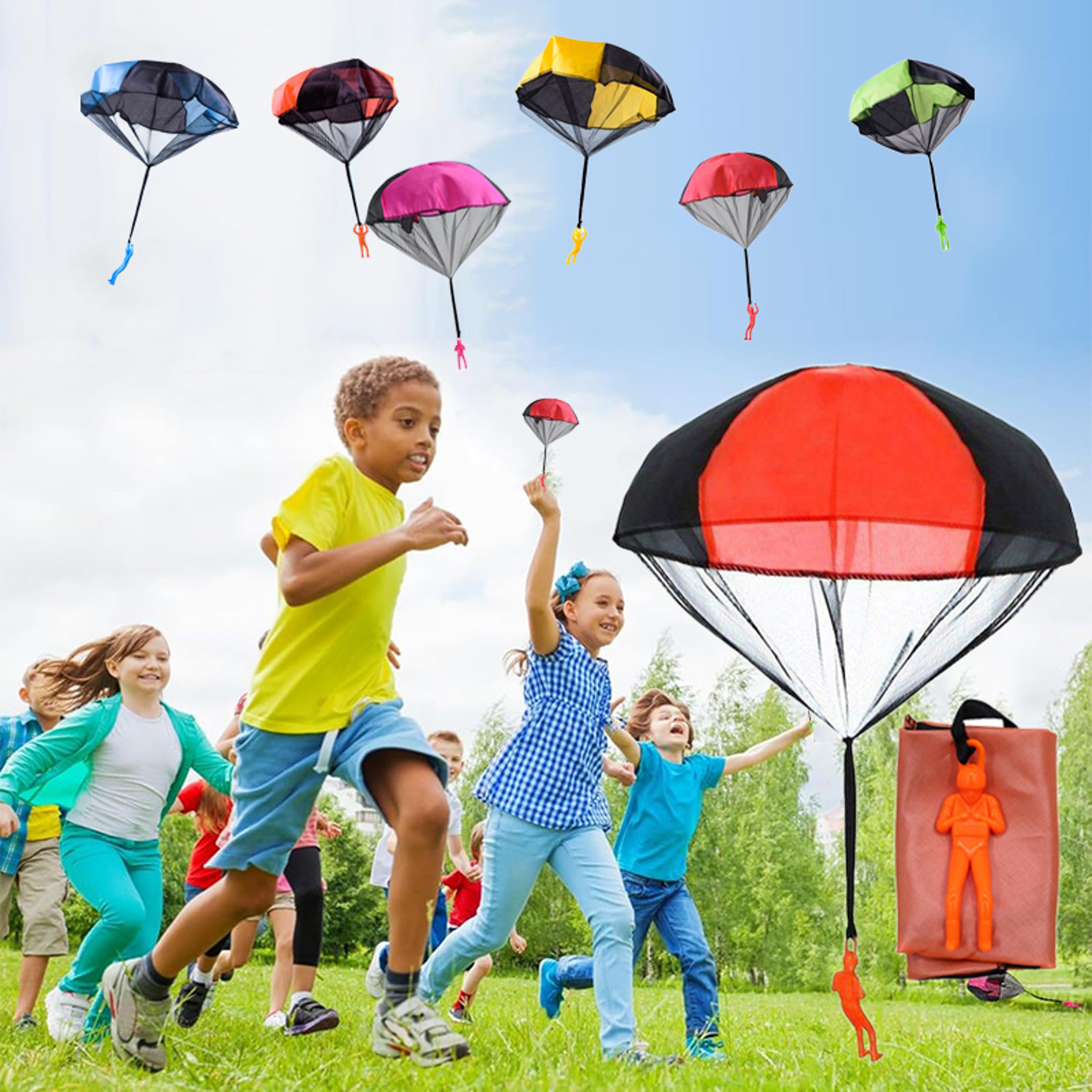 Mini Hand Throwing Parachute Toys For Kids Outdoor Flying Games 3