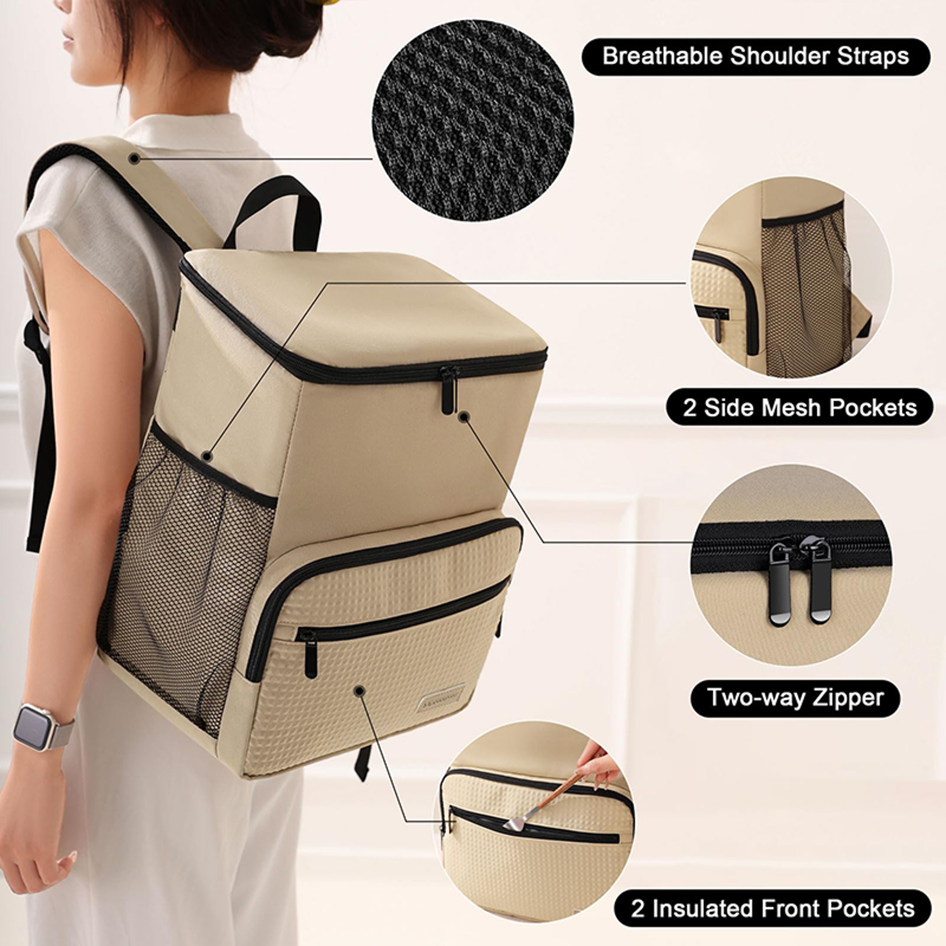 Insulated Food Delivery Backpack Large Capacity Portable Cooler Bag 2