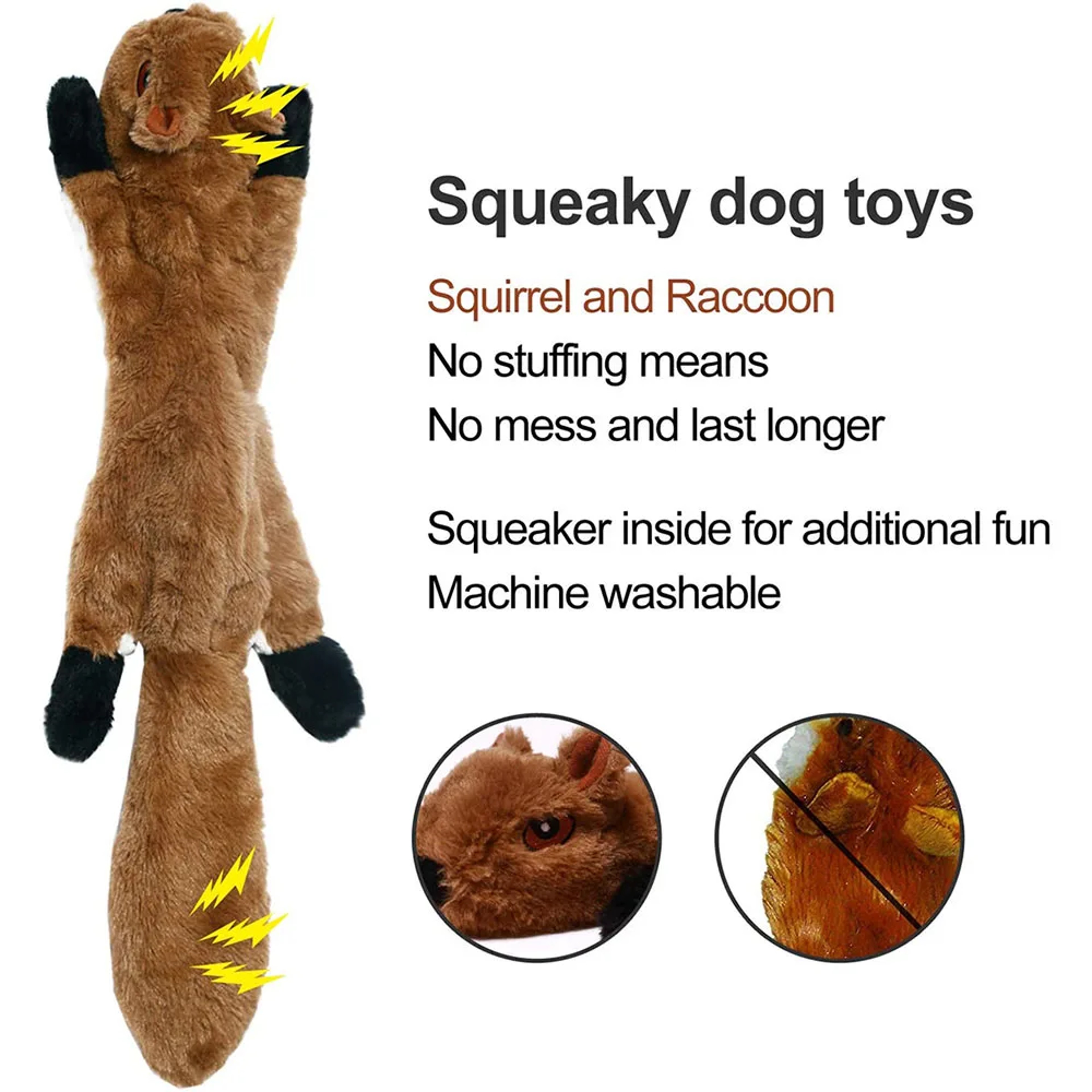 Stuffing Plush Dog Squeaky Toy With Crinkle Fabric And Animal Design 3