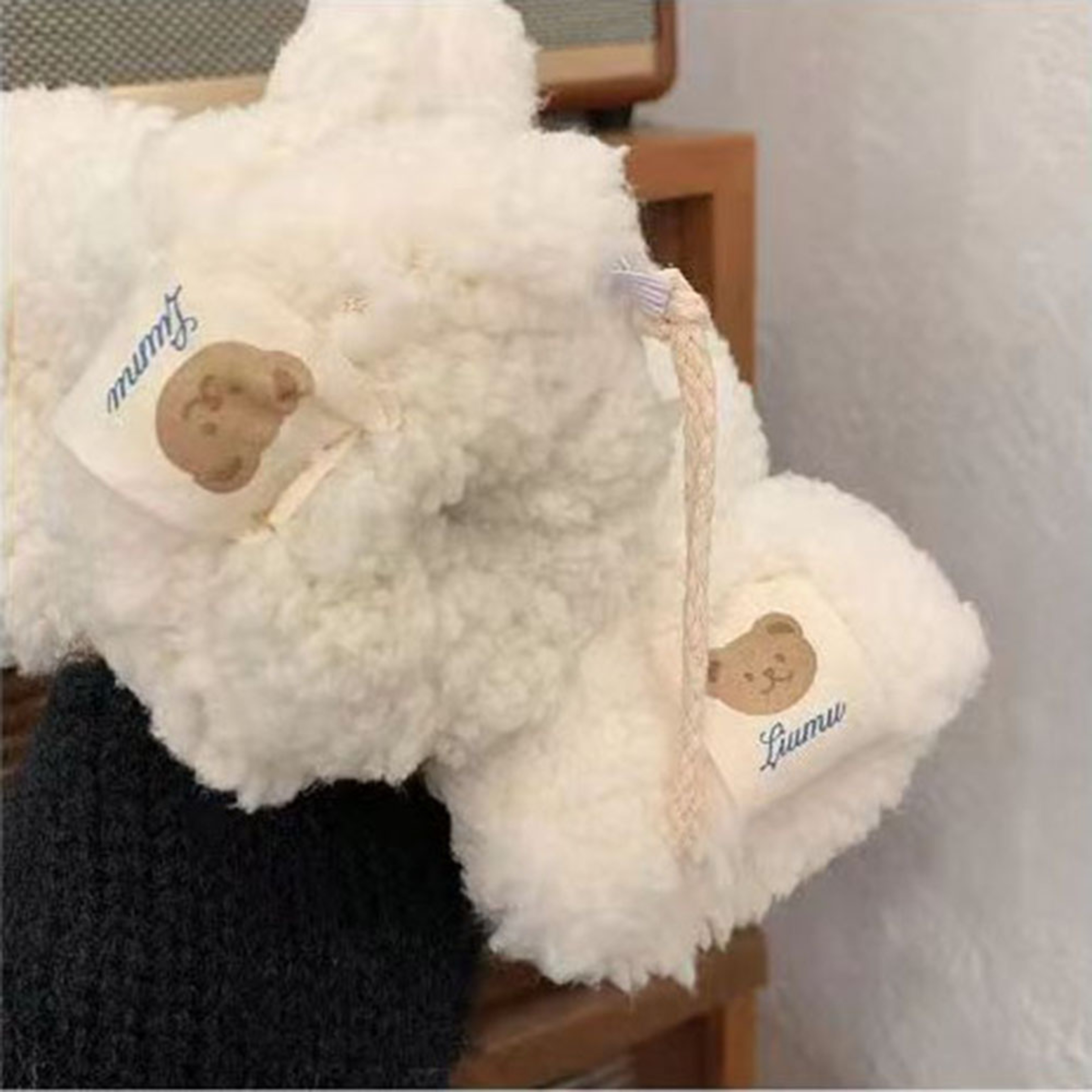 Women's Cute Bear Plush Winter Gloves with Soft Thickened Knit Design – view 4
