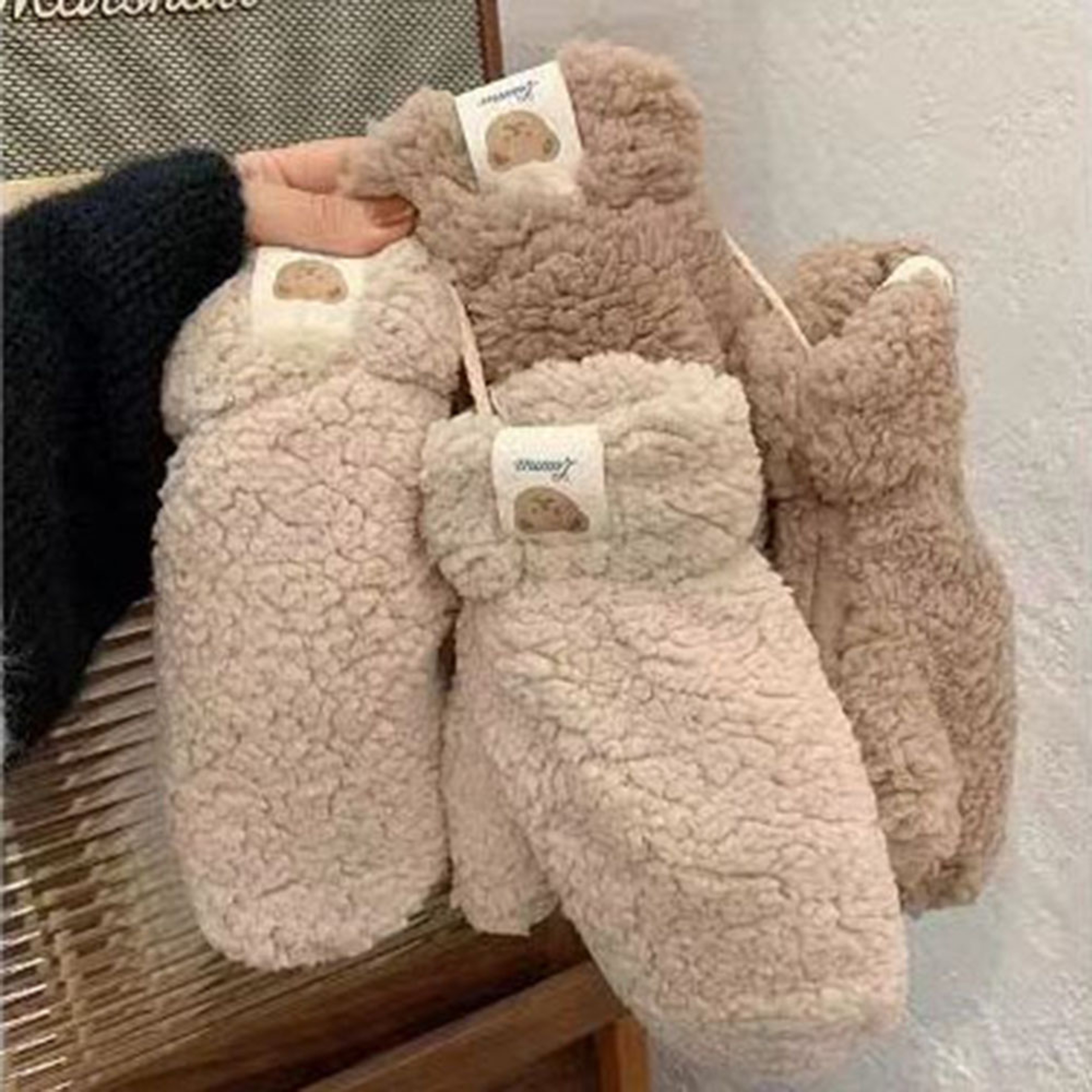 Women's Cute Bear Plush Winter Gloves with Soft Thickened Knit Design – view 5