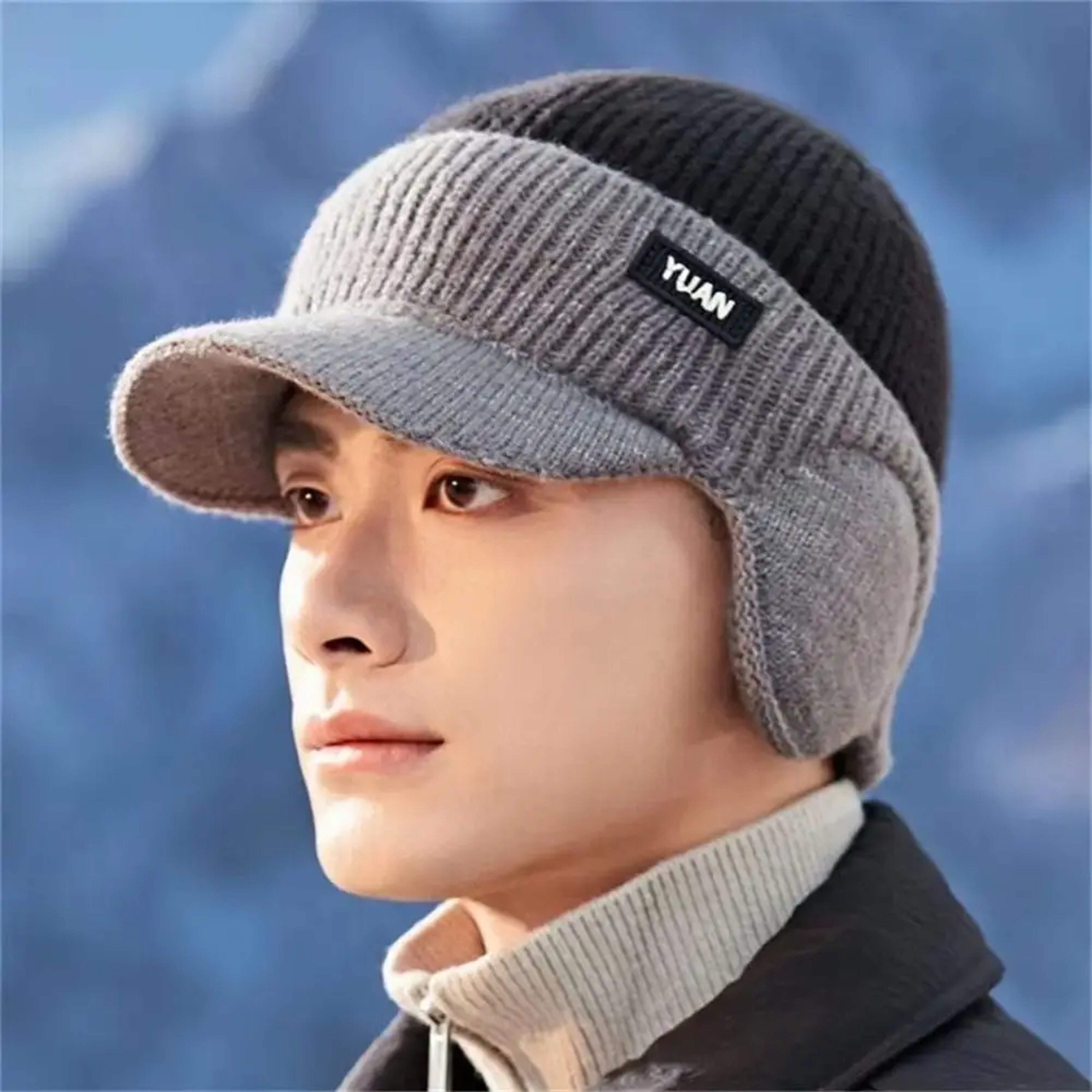 Unisex Winter Knit Baseball Cap with Ear Flaps and Warm Thermal Design – view 1